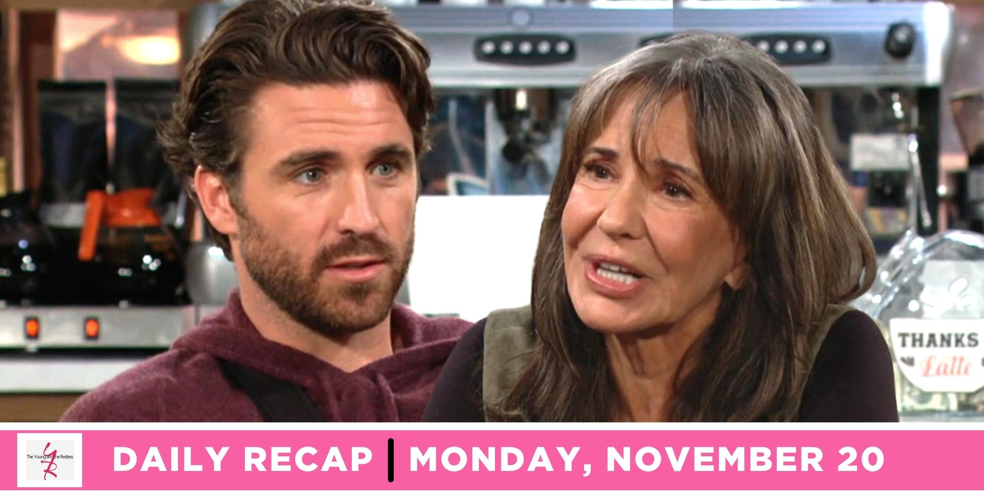 the young and the restless recap for november 20, 2023, episode 12750, has chance talking to jill.