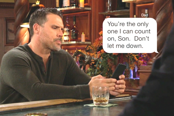 young and the restless nick ignores his dad's text.