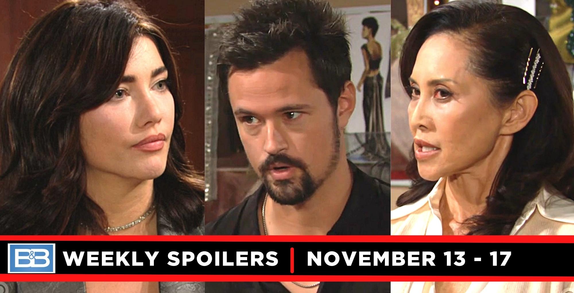 bold and the beautiful spoilers for november 13 – november 17, 2023, steffy, thomas, and li.