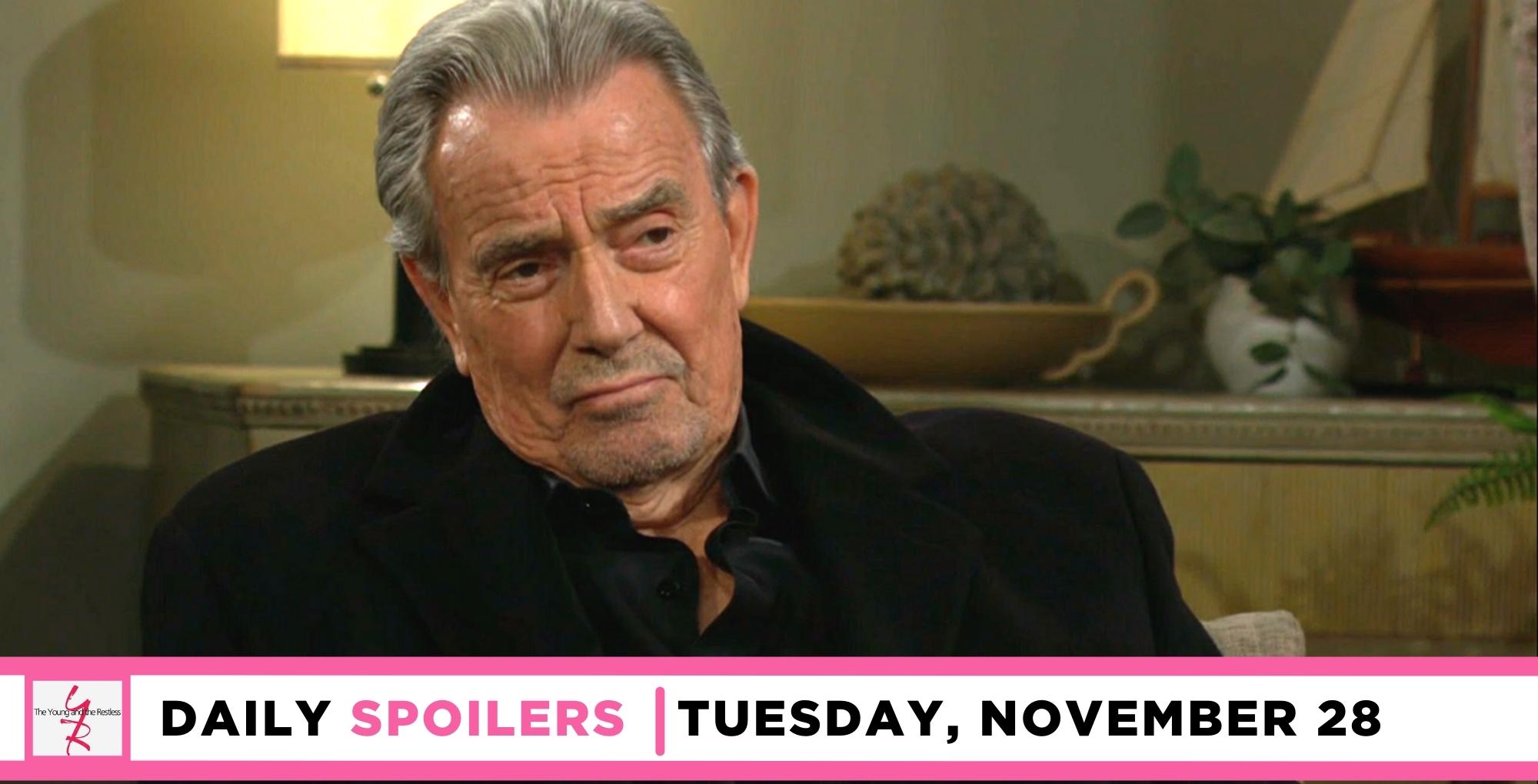 the young and the restless spoilers for november 28, 2023, episode 12754, has victor ready to defend his family.