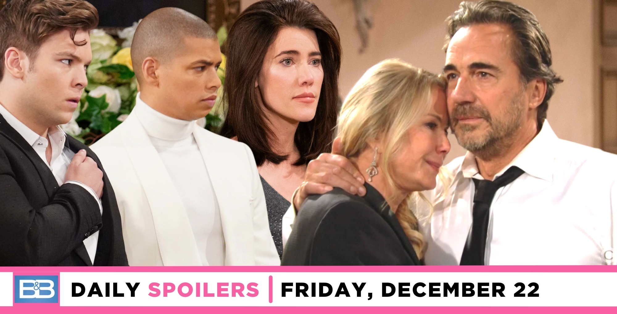 the bold and the beautiful spoilers for december 22, 2023, episode 9174, has rj, zende, steffy, brooke and ridge worried.