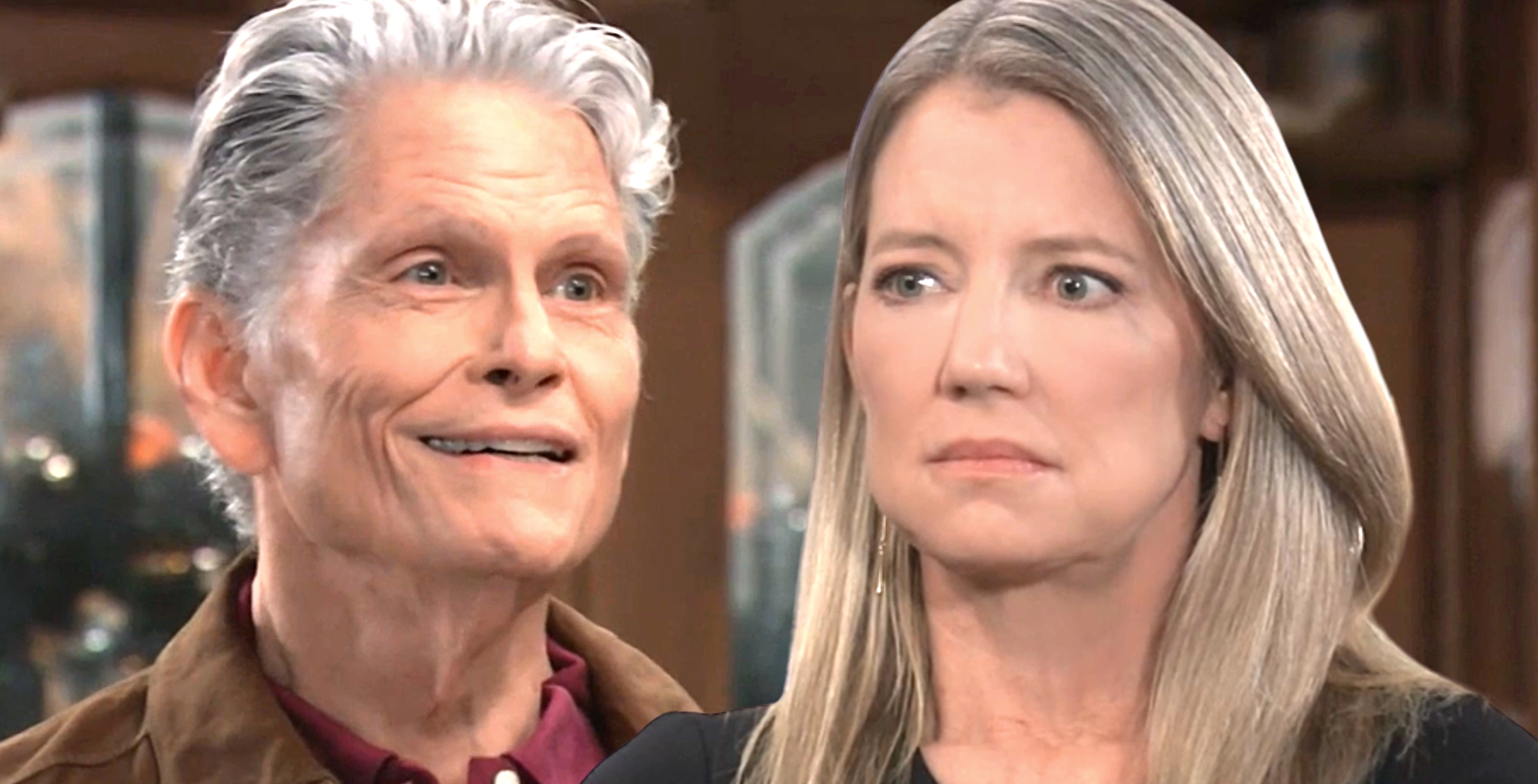 cyrus renault smiling as nina looks worried on general hospital.