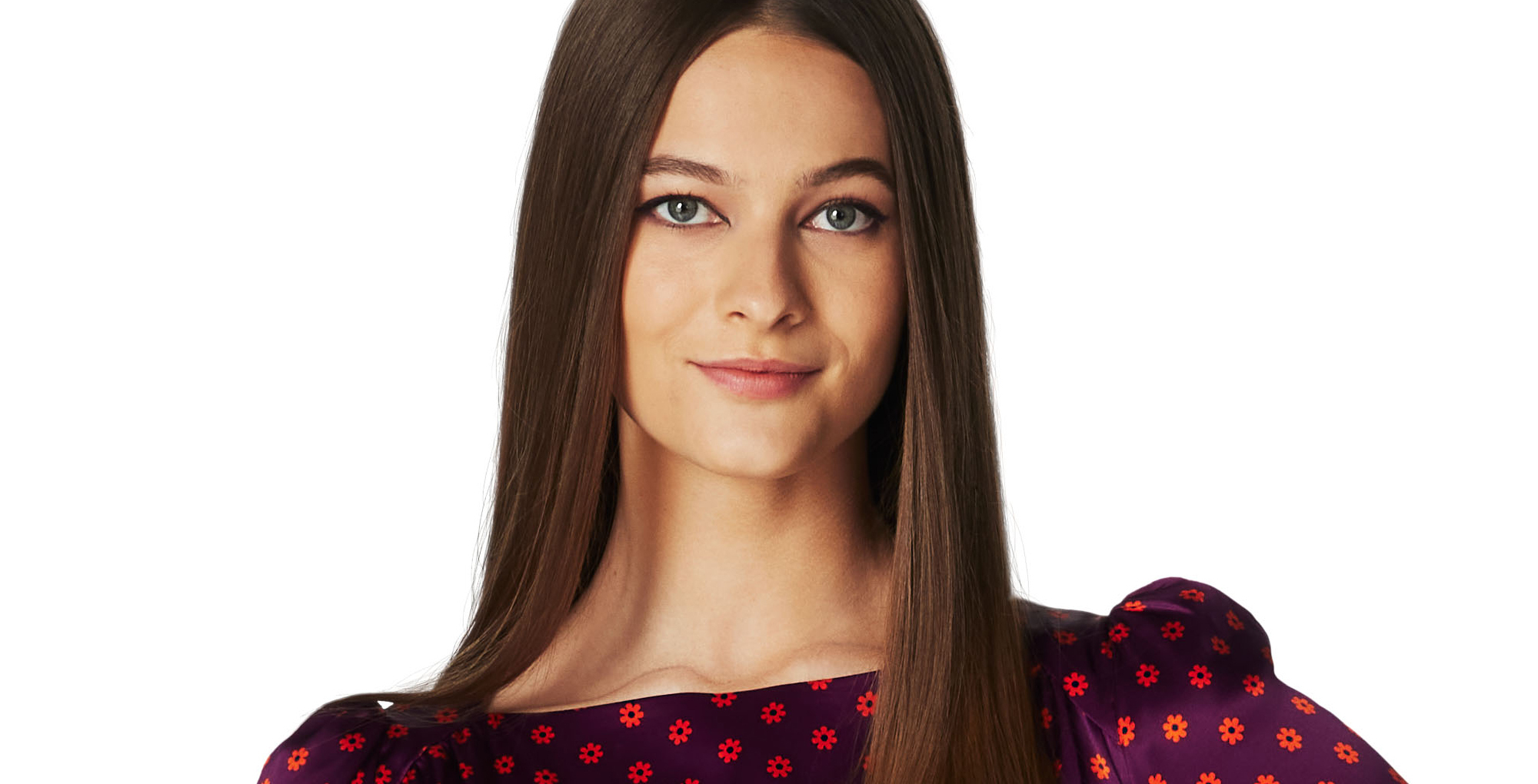 avery kristen pohl of general hospital in a polka dot dress