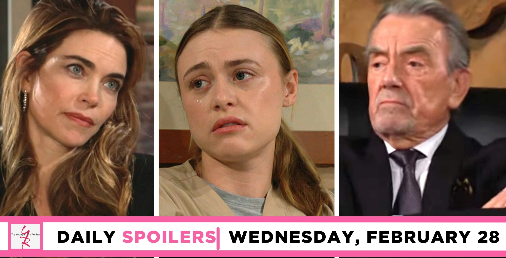 young and the restless spoilers for february 28, 2024, episode 12817, has claire between victoria and victor.