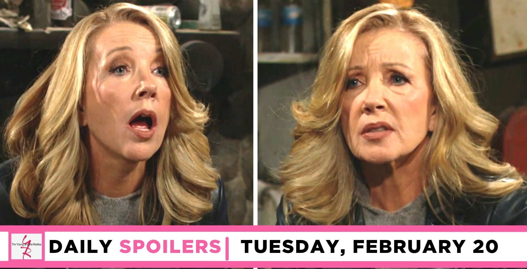 young and the restless spoilers for tuesday, february 20 episode 12811, feature two images of nikki.