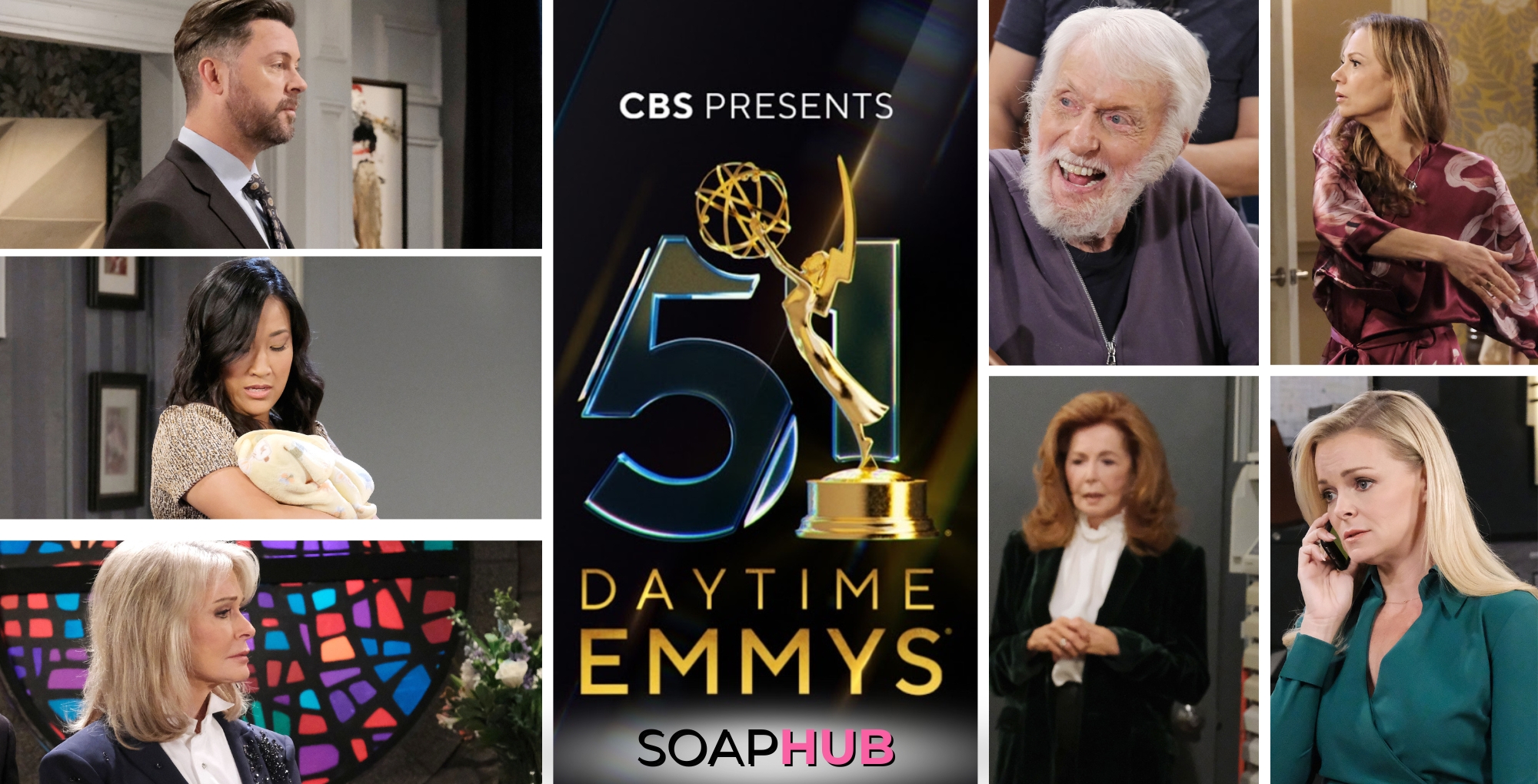 dick van dyke, deidre hall, martha madison, tamara braun, suzanne rogers, tina huang, Dan Feuerriegel emmys soap hub logo