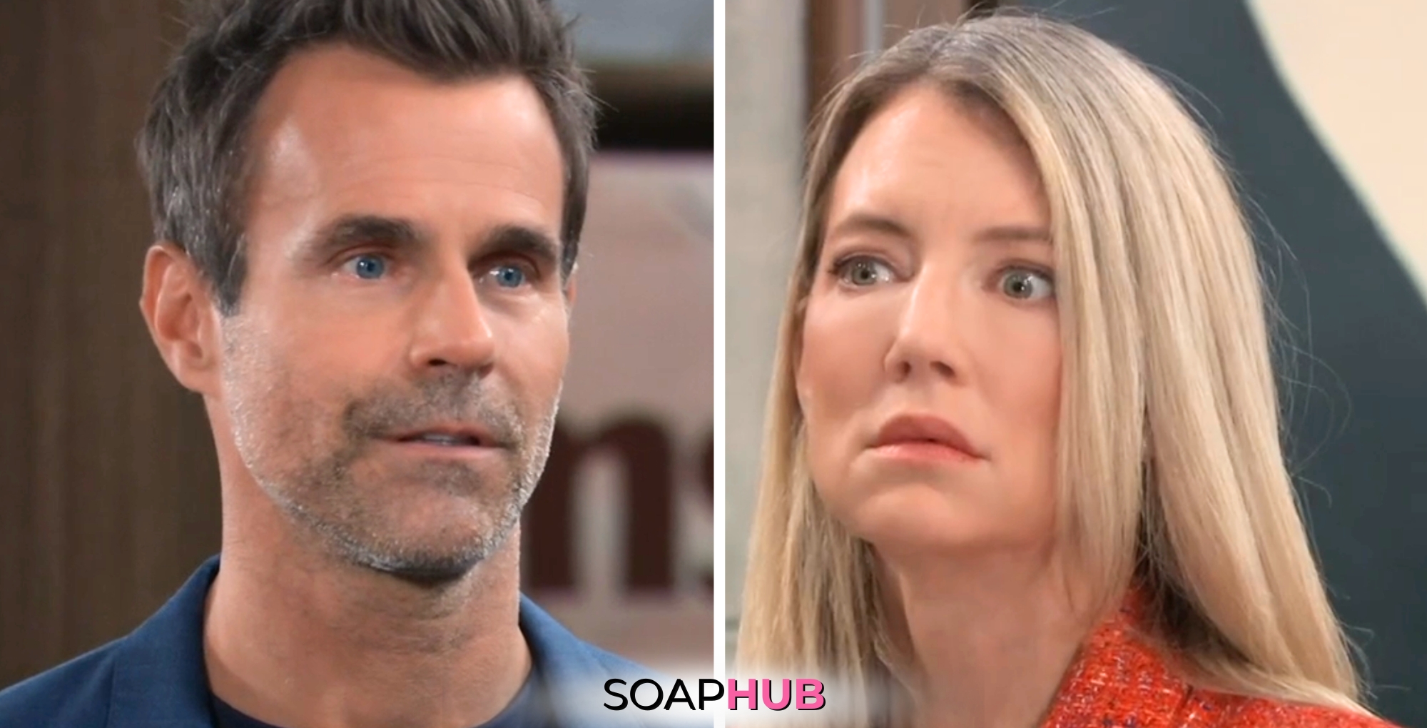 In the General Hospital spoilers for March 21, 2024, episode 15430, Drew has a proposition for Nina, with the Soap Hub logo across the bottom.