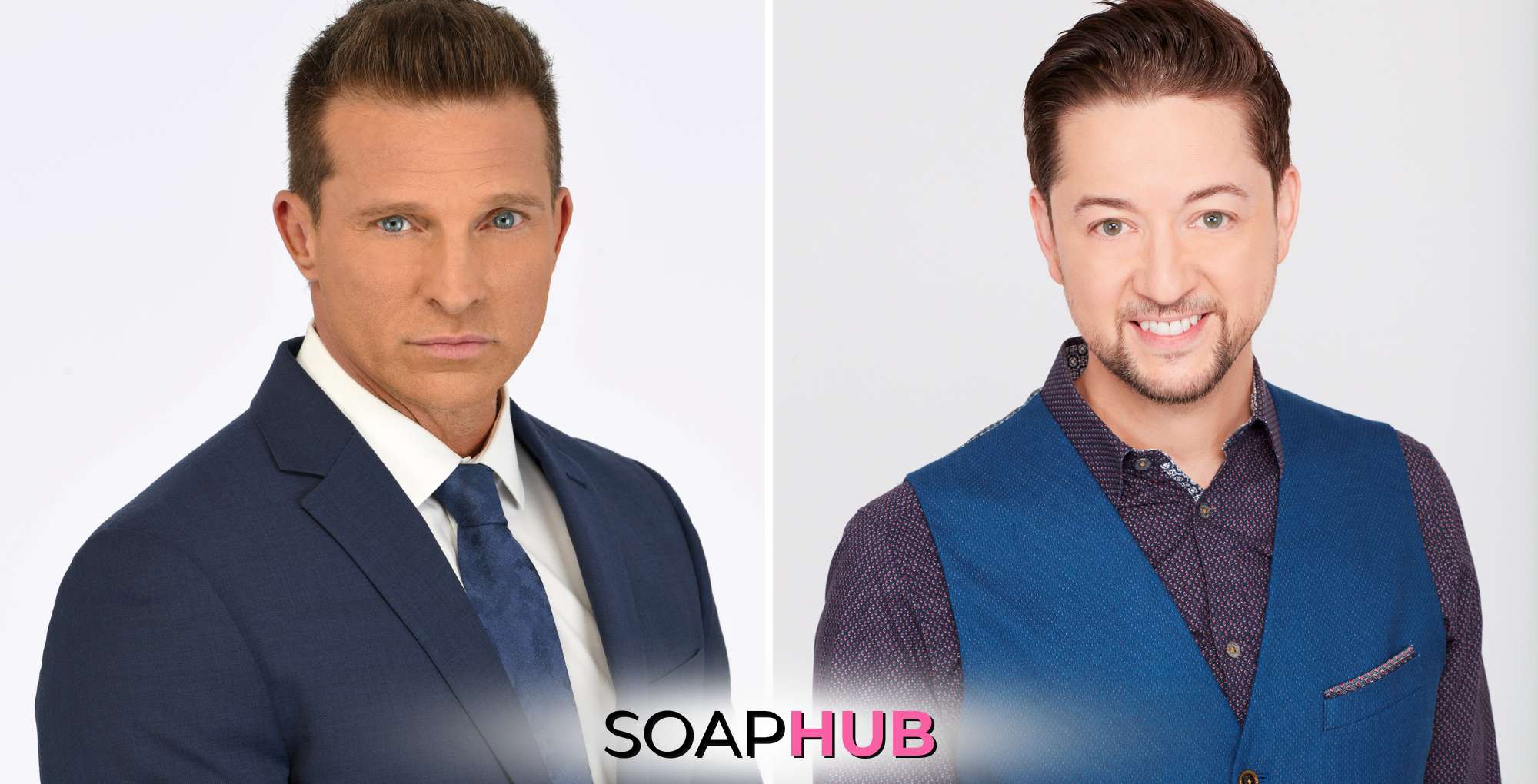 General Hospital stars Steve Burton and Bradford Anderson with the Soap Hub logo across the bottom.