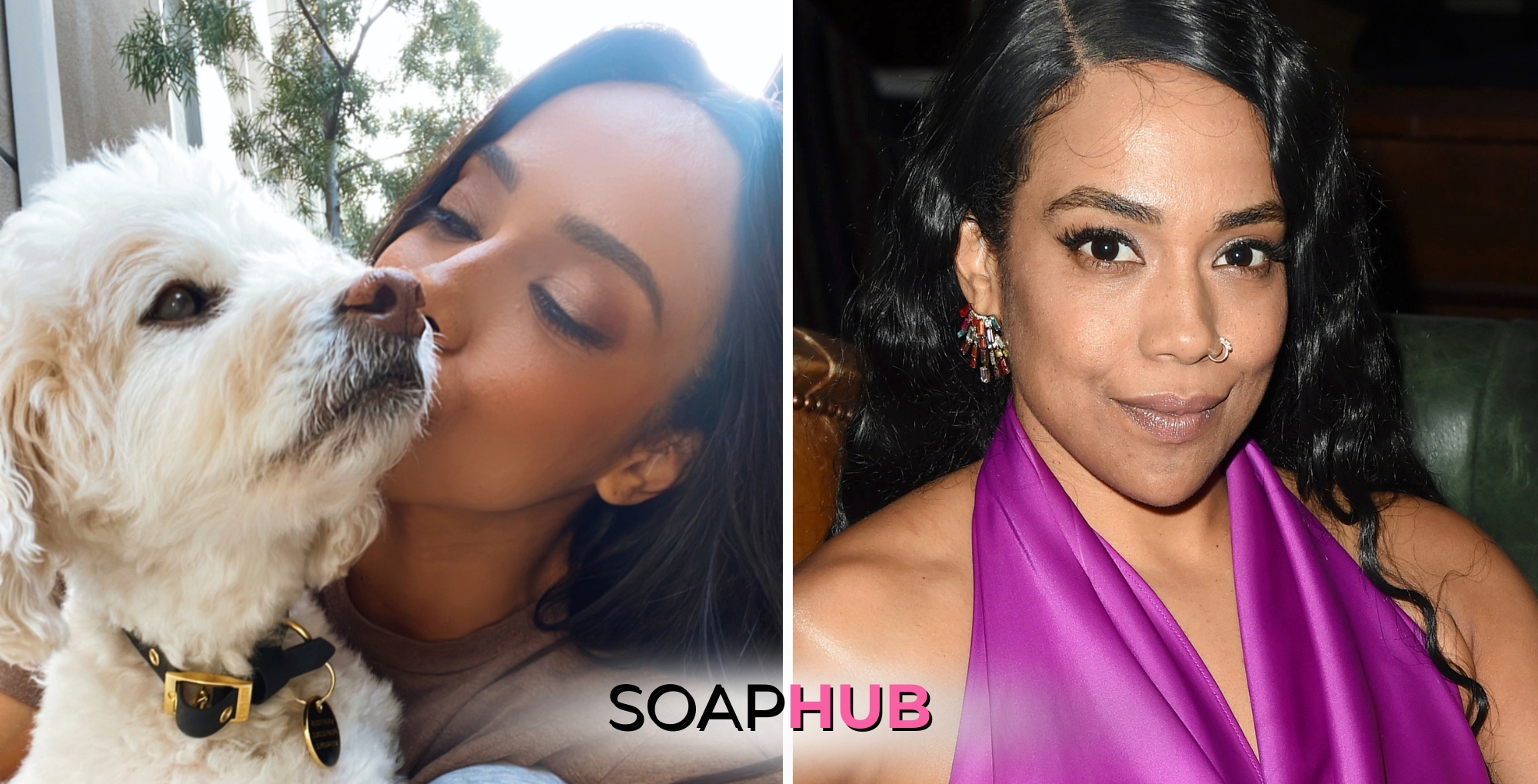 Elia Cantu with dog Soap Hub logo