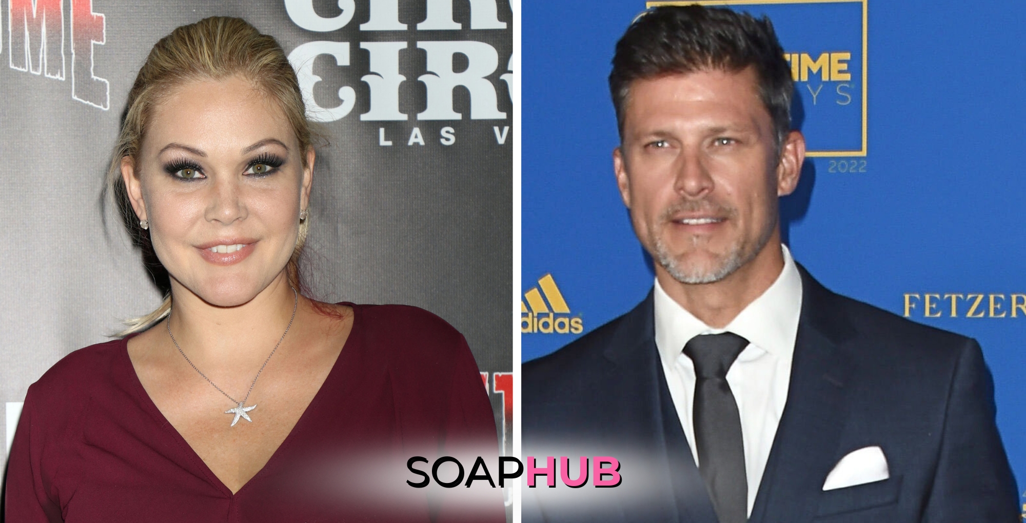 Greg Vaughan and Shanna Moakler together Soap Hub logo.