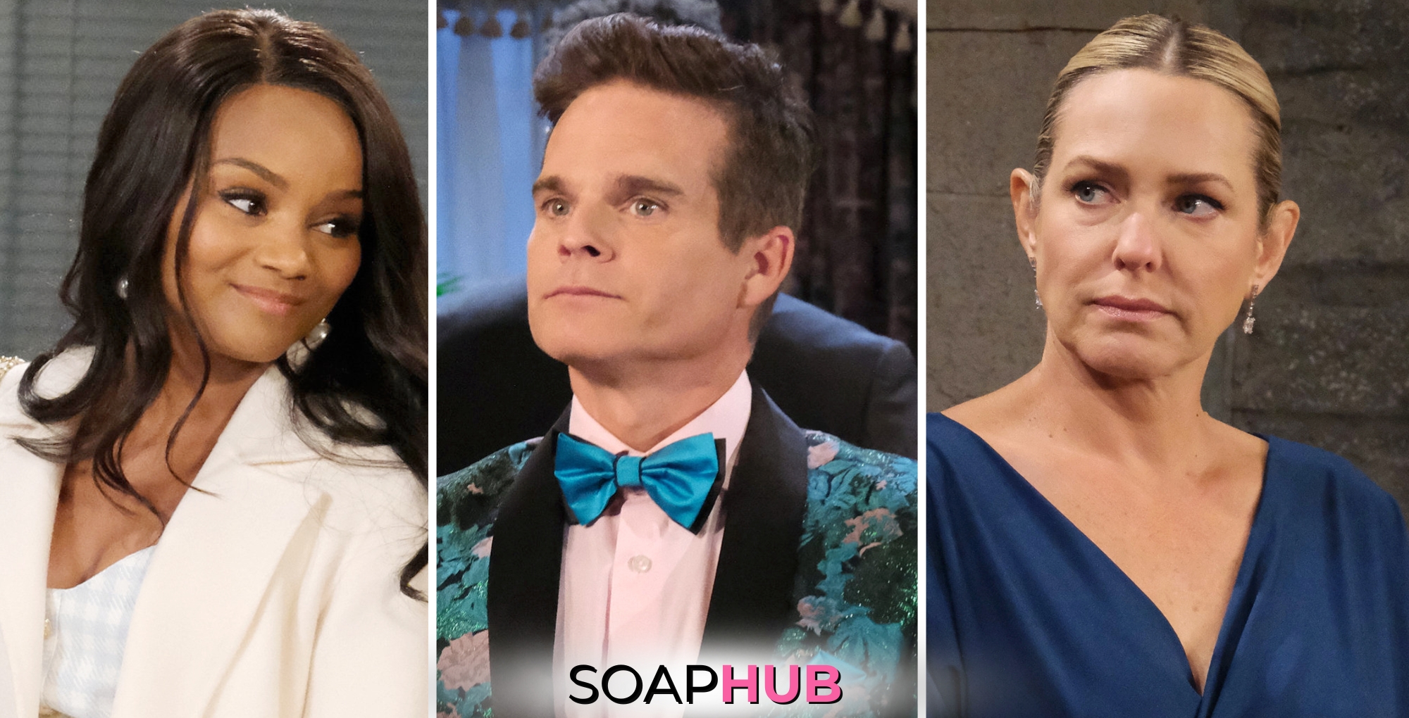 Chanel, Leo, and Nicole on Days of Our Lives with the Soap Hub logo across the bottom.