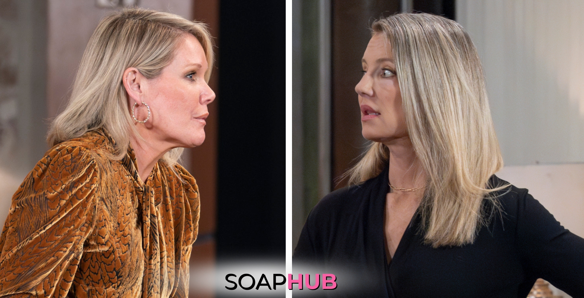 On General Hospital, April 15 spoilers focus on shady behavior between "besties" Ava and Nina with the Soap Hub logo across the bottom.