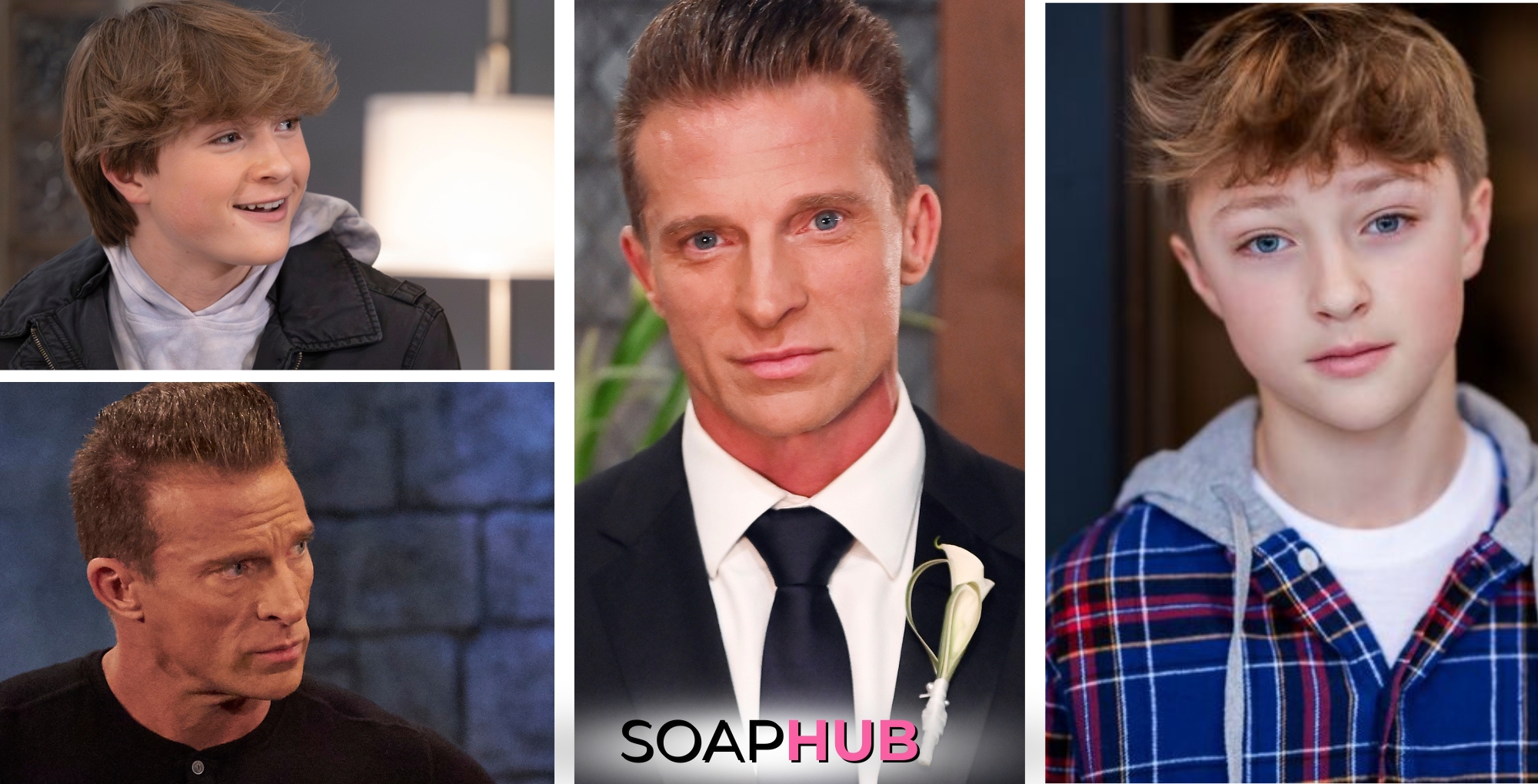 General Hospital Steve Burton and Asher Antonyzyn as Jason and Danny with the Soap Hub logo.