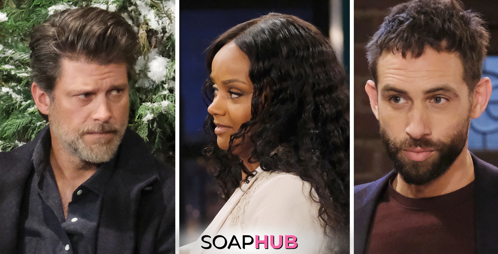 Eric, Chanel, and Everett on Days of Our Lives with the Soap Hub logo across the bottom.