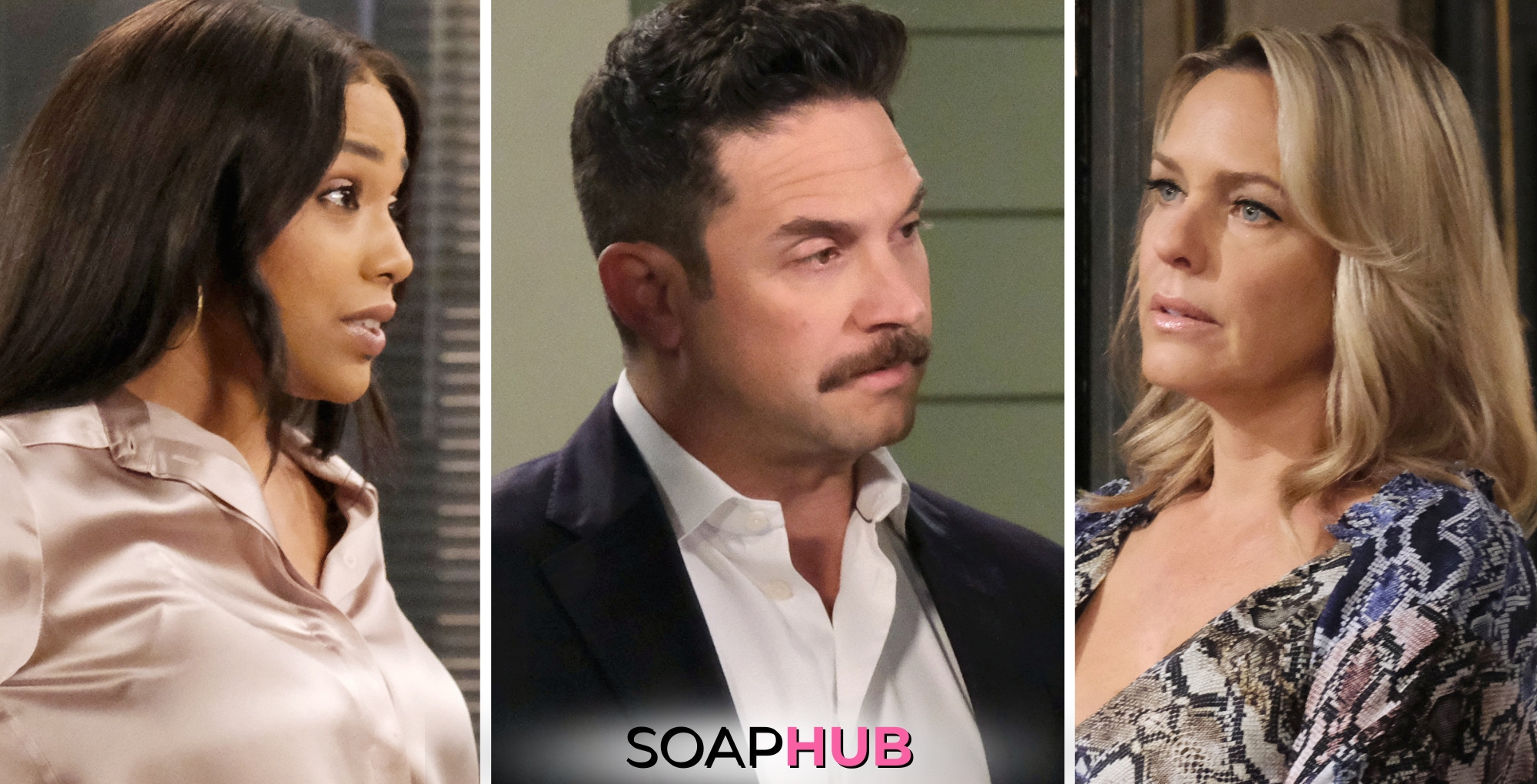Jada, Stefan, and Nicole on Days of Our Lives with the Soap Hub logo across the bottom.