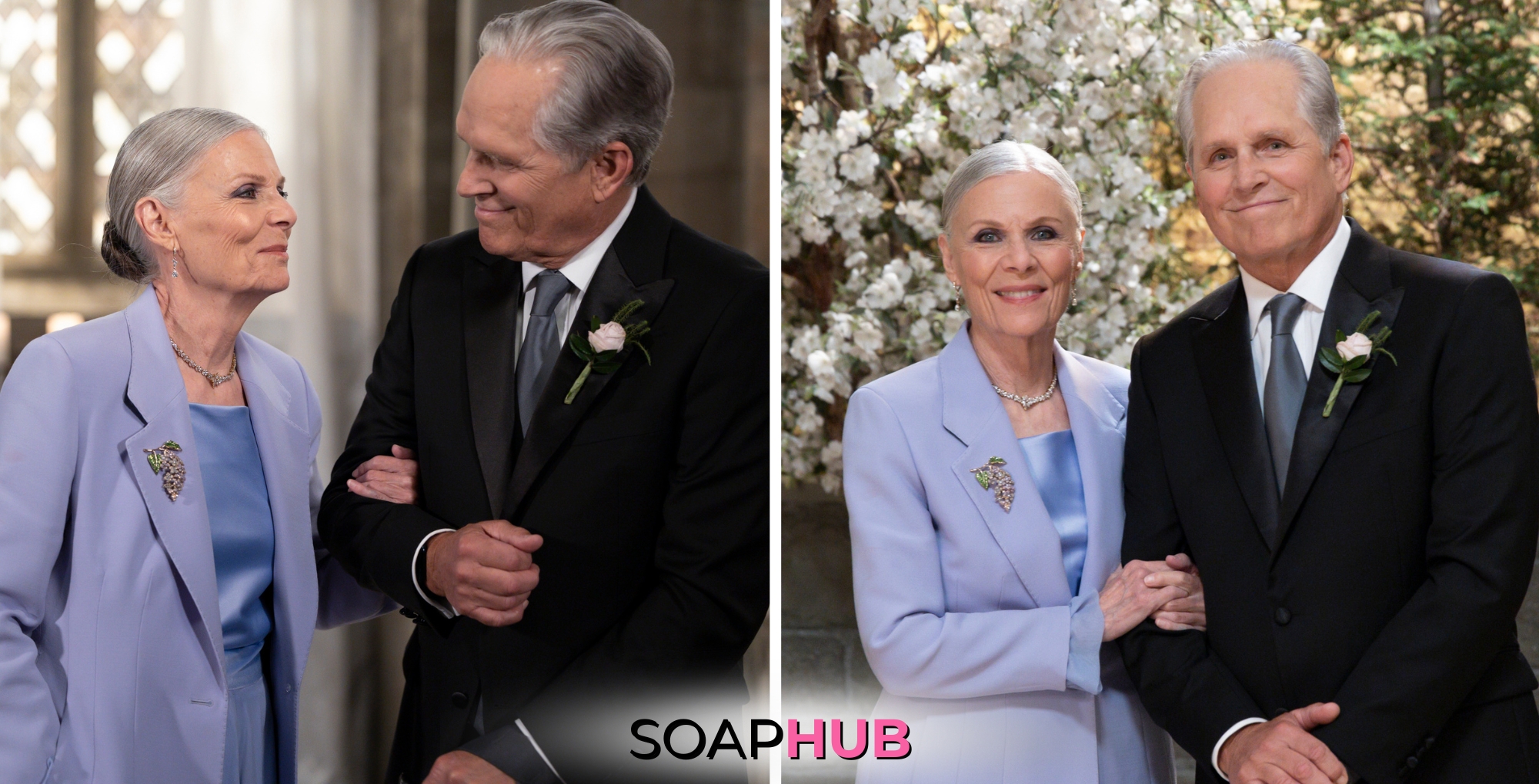 Images of Gregory and Tracy on General Hospital, with the Soap Hub logo near bottom of the image