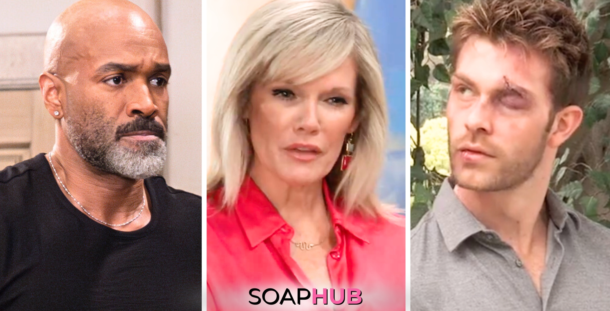 Curtis, Ava, and Dex on General Hospital with the Soap Hub logo across the bottom.