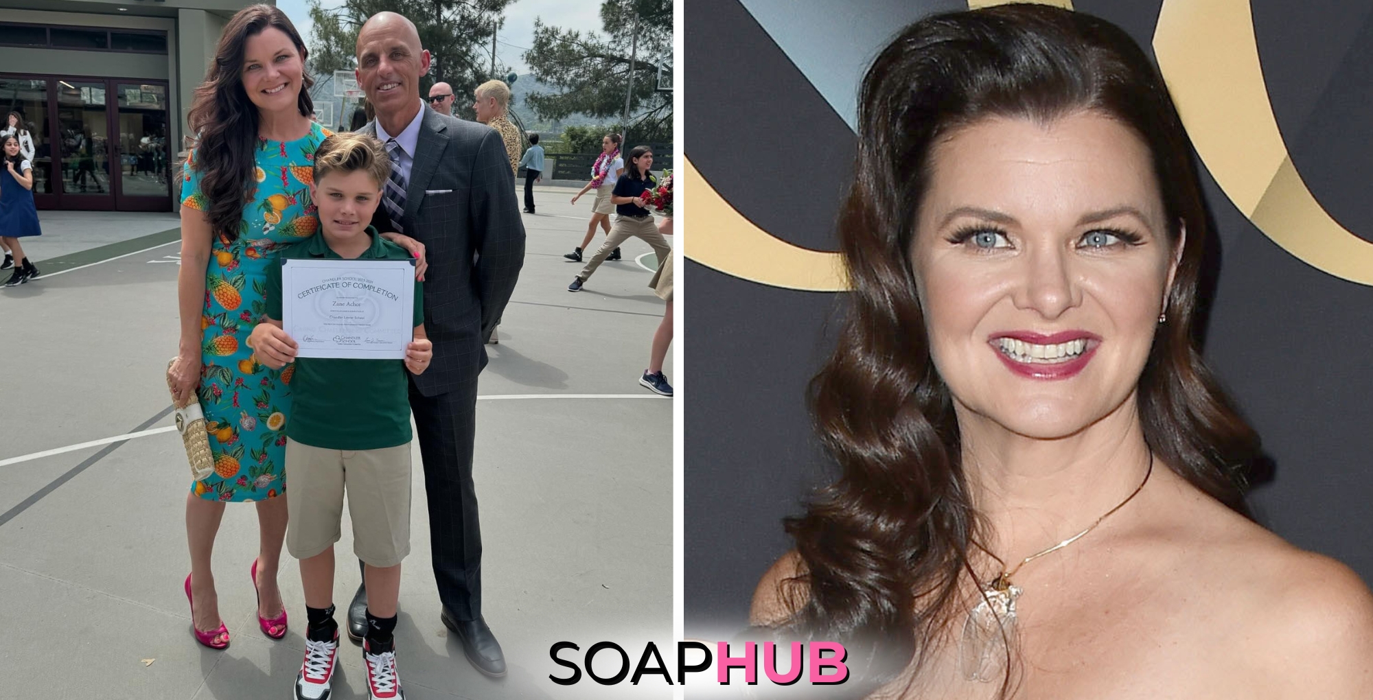 Heather Tom son Zane Achor husband James Achor Soap Hub logo