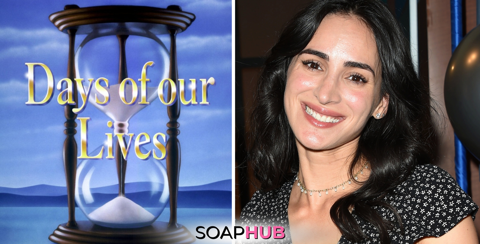 Image of the Days of Ou Lives logo along with Cherie Jiminez, who plays the recast Gabi Hernandez, with Soap Hub logo near bottom of image.