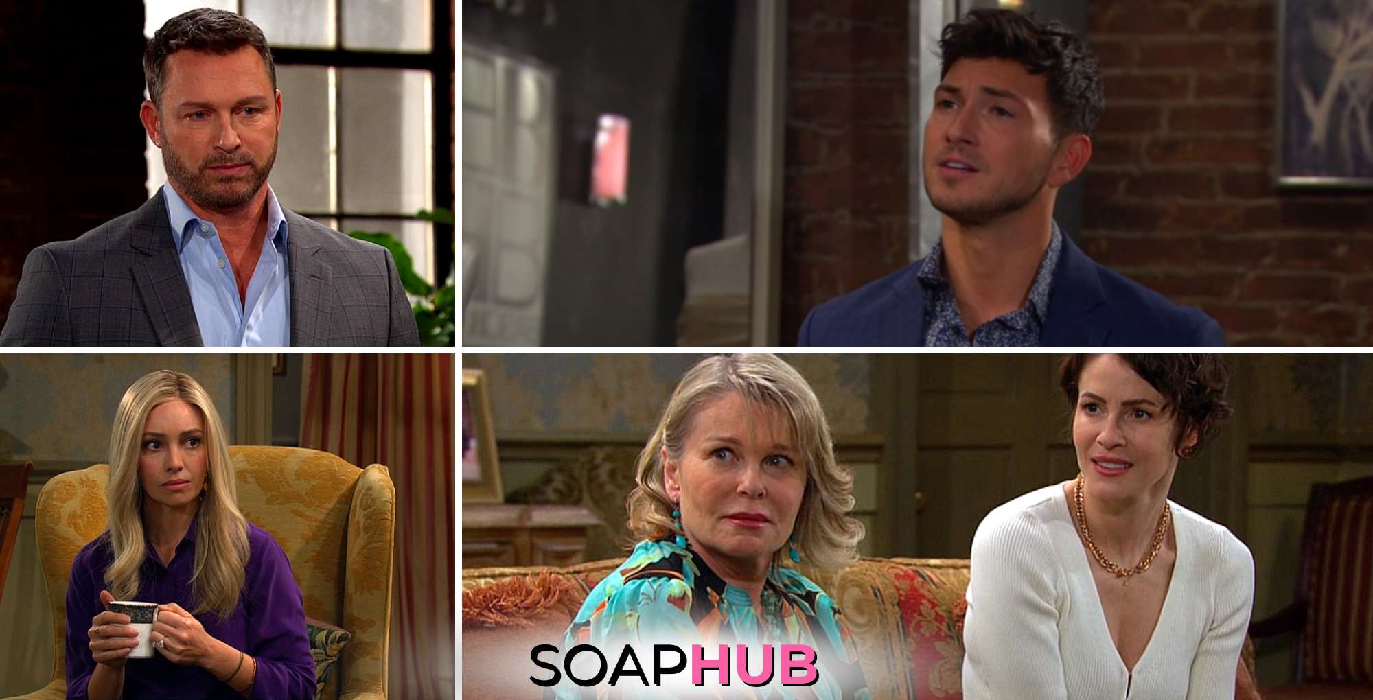 Brady, Alex, Theresa, Bonnie, and Sarah with the Soap Hub logo across the bottom.