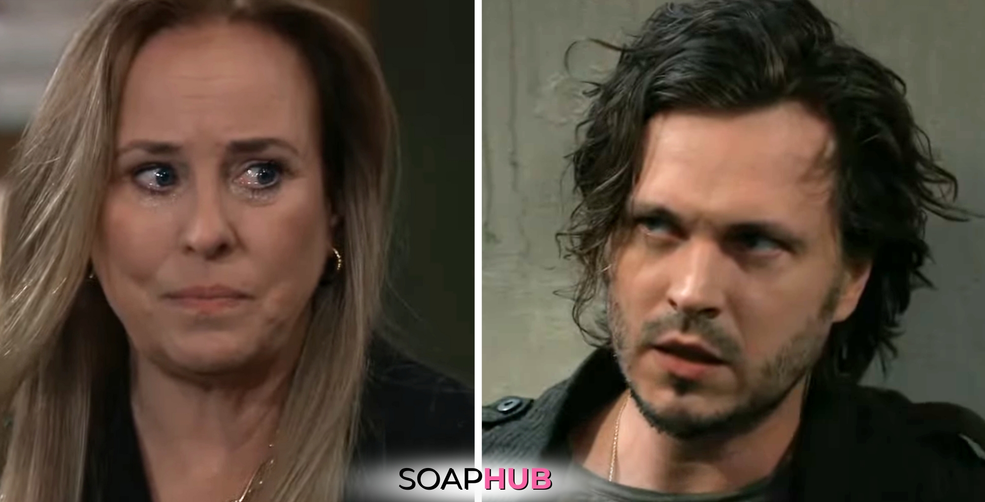 General Hospital spoilers for Monday, August 26, 2024, featuring Laura and Lucky, with the Soap Hub logo near bottom of image.
