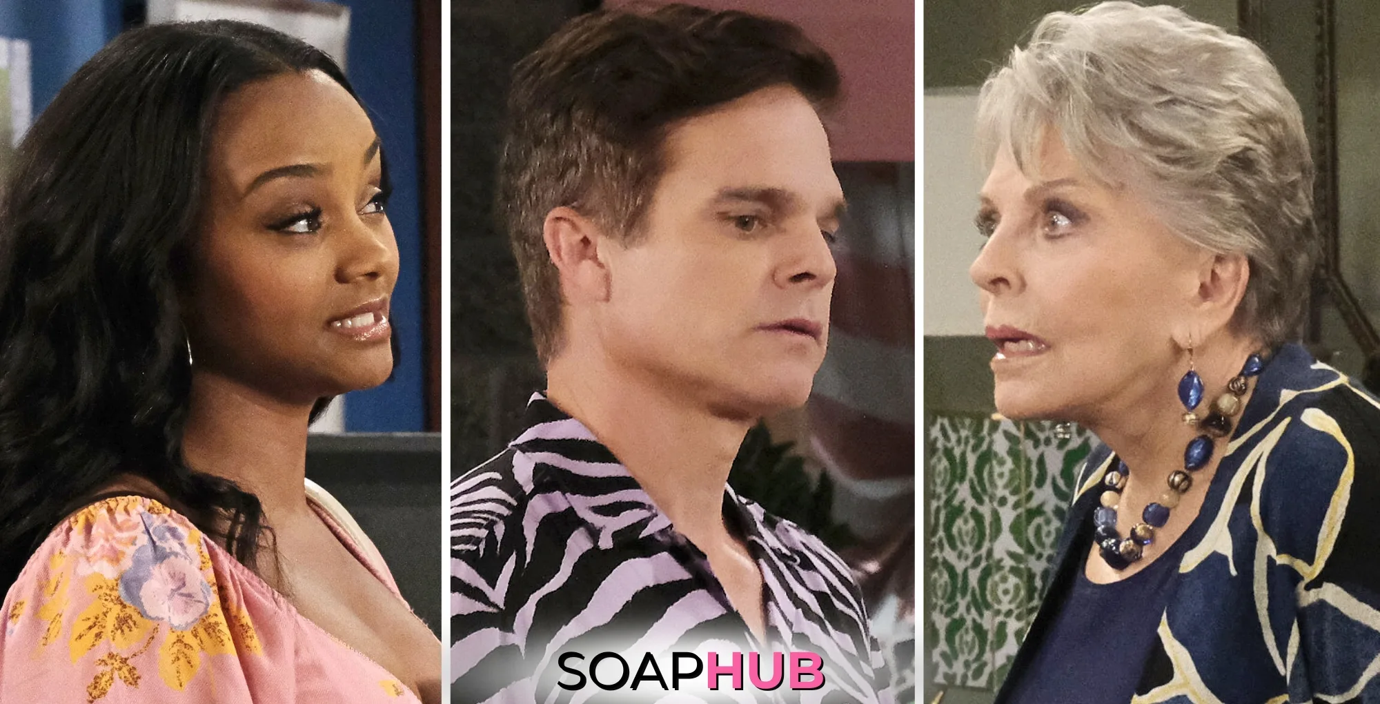 Chanel, Leo, and Julie on Days of our Lives with the Soap Hub logo across the bottom.