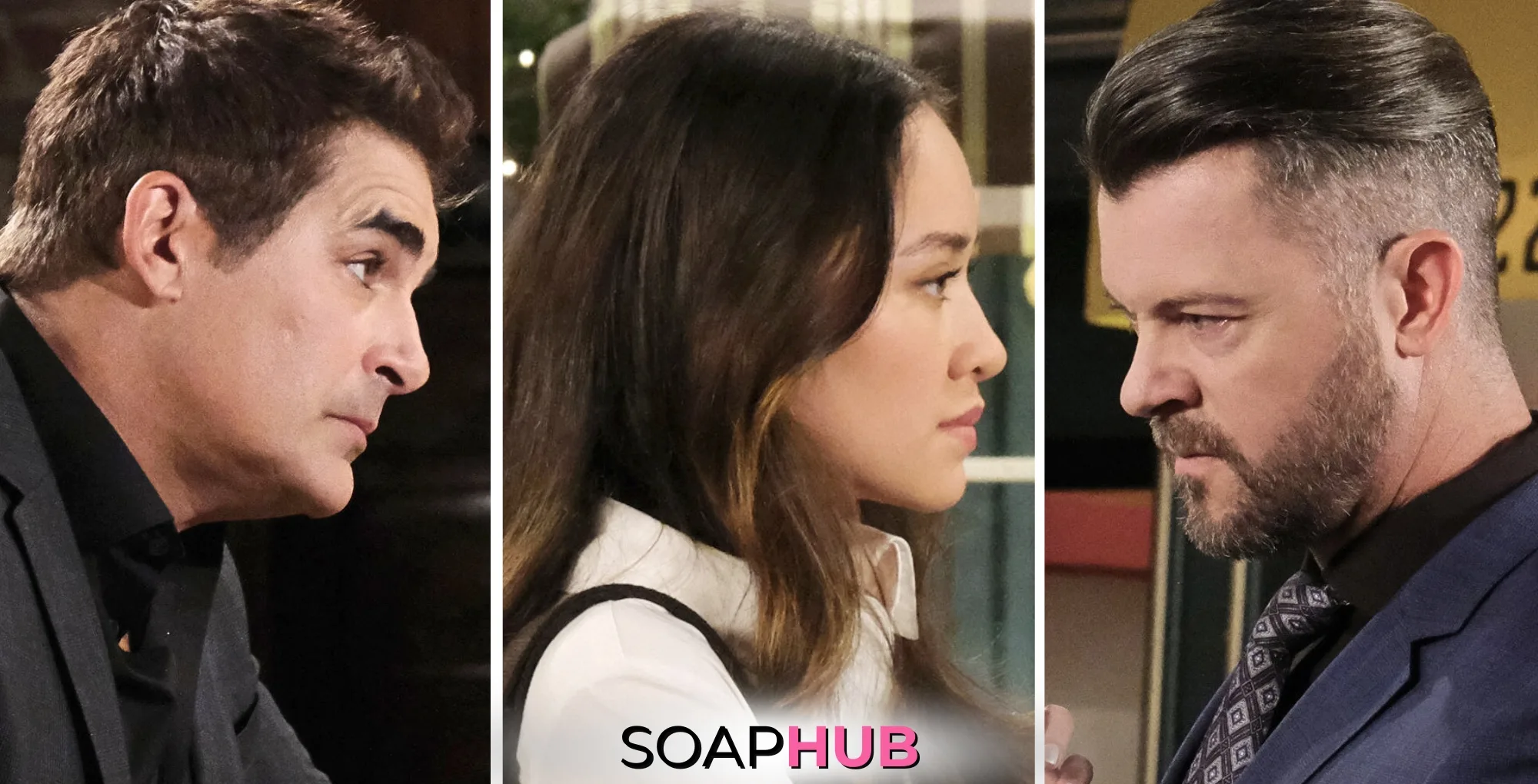 Rafe, Sophia, and EJ on Days of our Lives with the Soap Hub logo across the bottom.