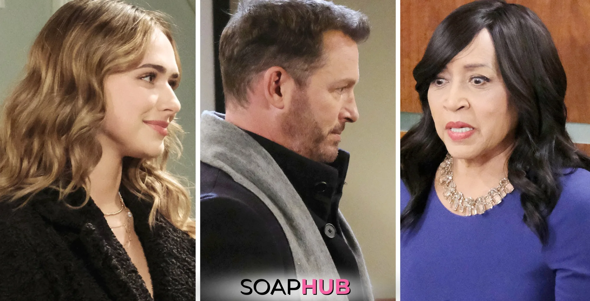 Holly, Brady, and Paulina on Days of our Lives with the Soap Hub logo across the bottom.