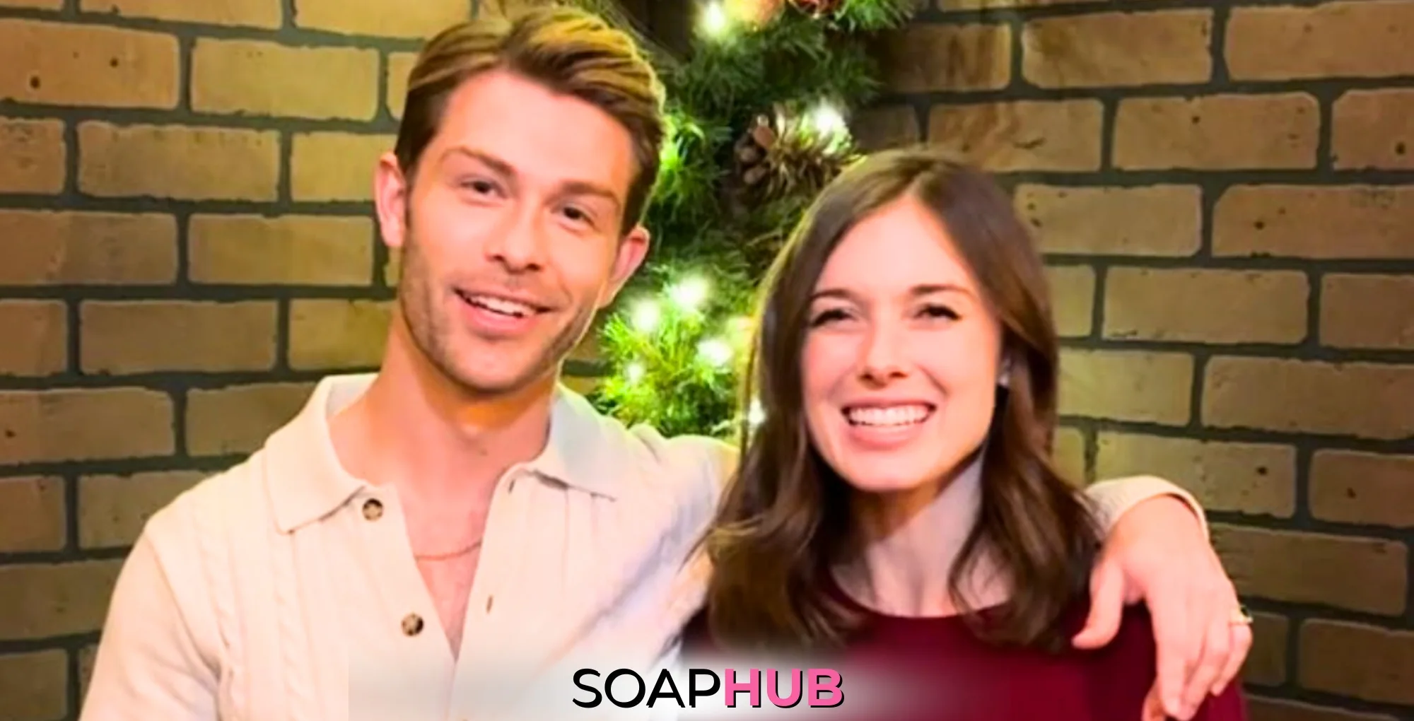 General Hospital Evan Hofer and Katelyn MacMullen with the Soap Hub logo.