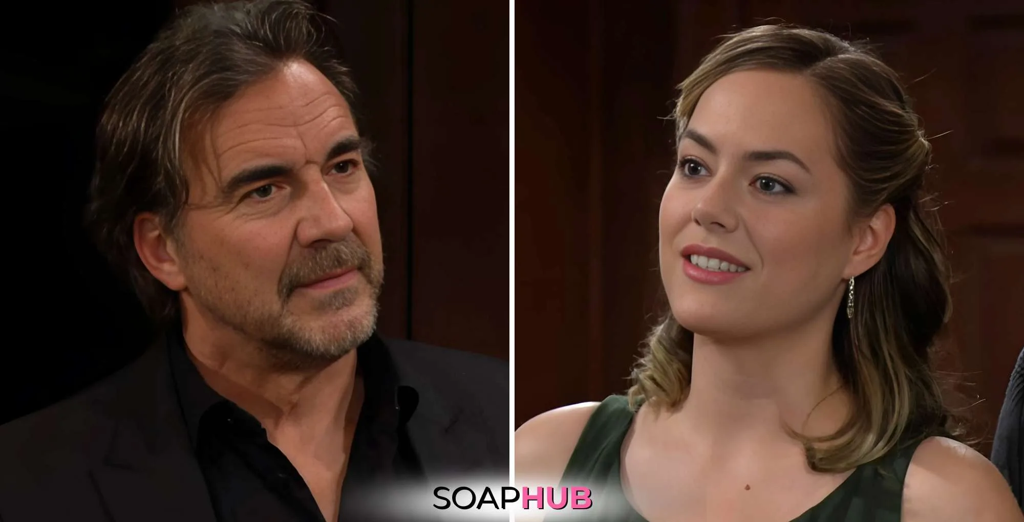 Bold and the Beautiful Recap February 18: Ridge and Hope with the Soap Hub logo.