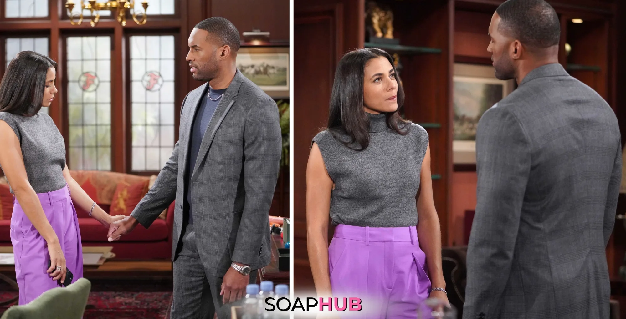 Bold and the Beautiful Must Watch Moments February 13 Carter and Daphne with the Soap Hub logo.