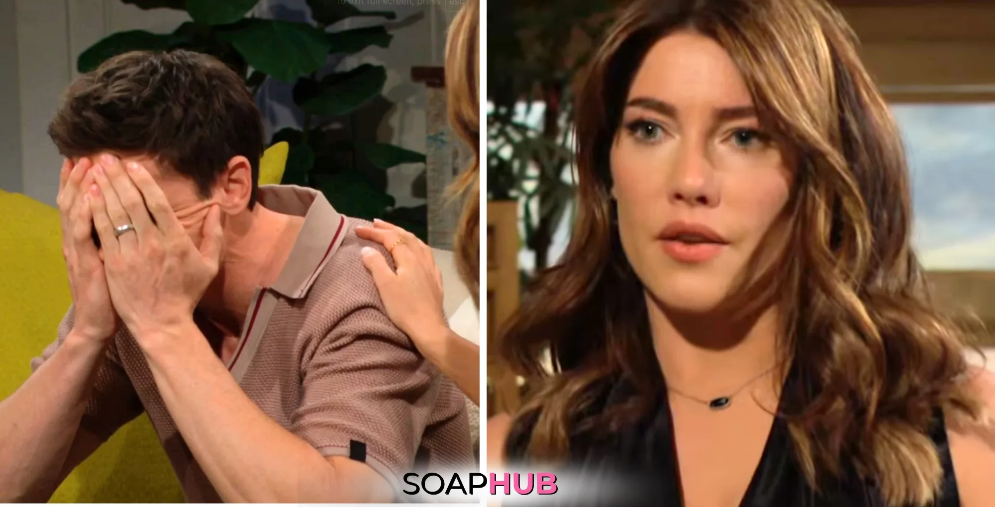 Bold and the Beautiful Steffy gets caged in her feelings after Finn's confession with the Soap Hub logo.