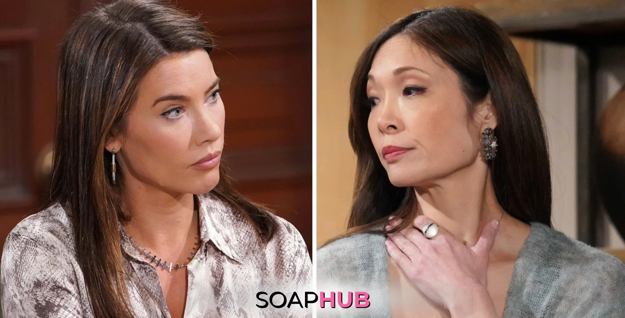 The Bold and the Beautiful characters Steffy and Poppy; with the Soap Hub logo underneath.