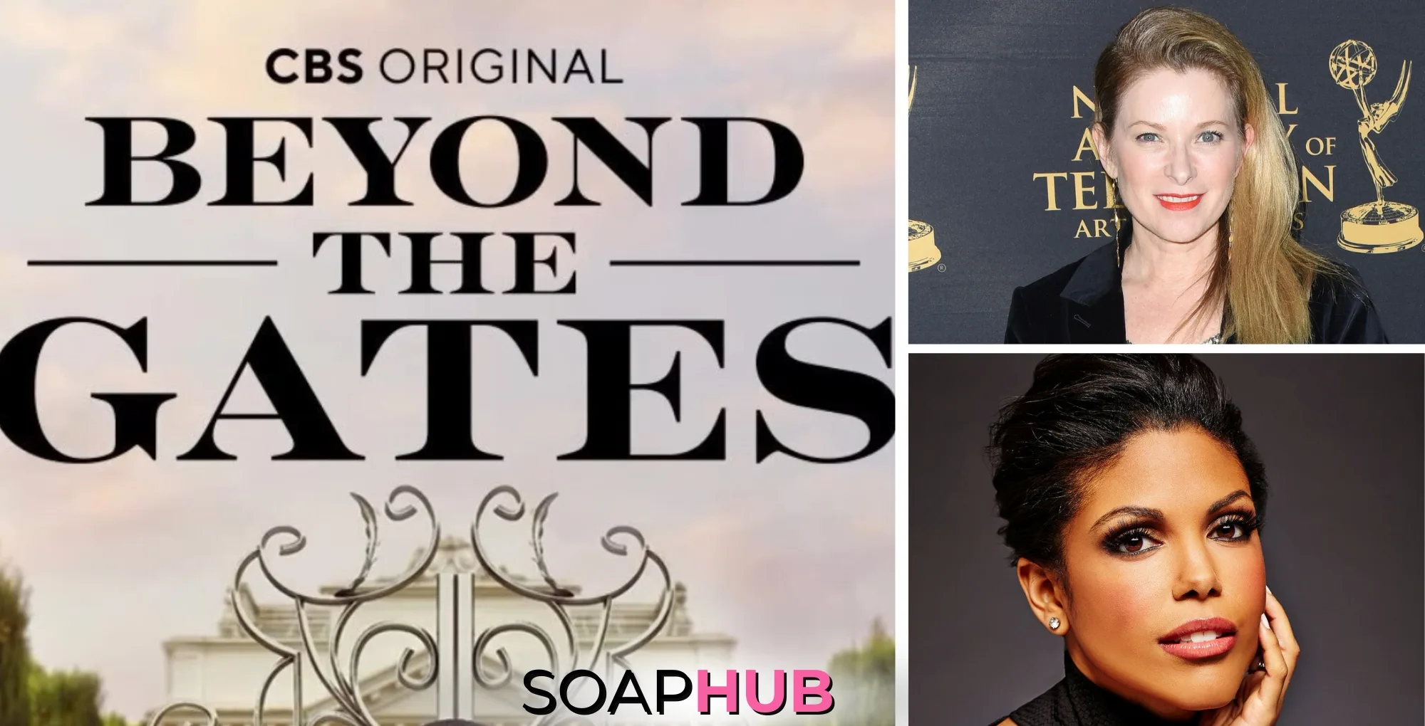 Beyond the Gates' cast members Karla Mosley and Cady McClain, with the Soap Hub logo