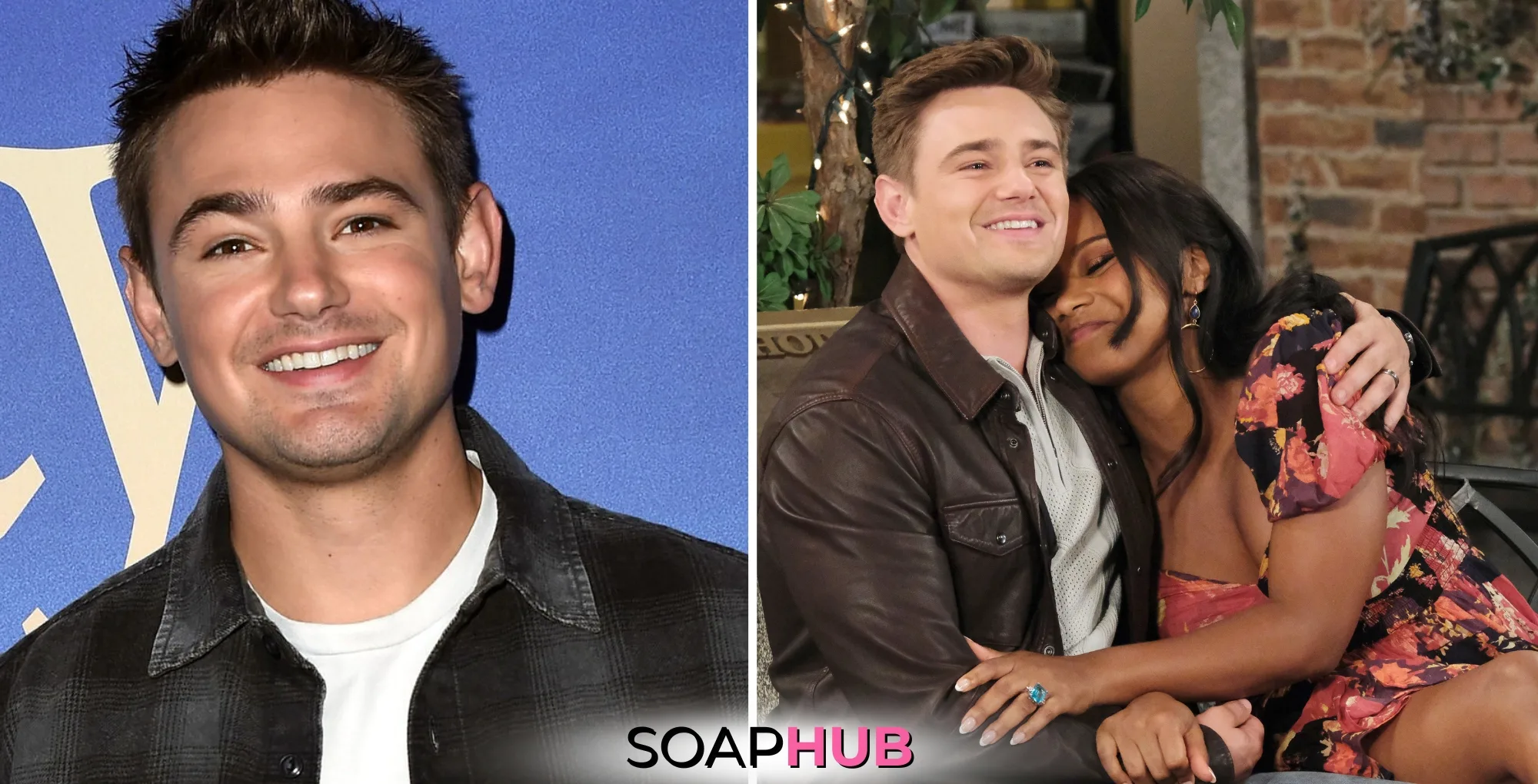 Days of our Lives Carson Boatman, Johnny and Chanel with the Soap Hub logo.