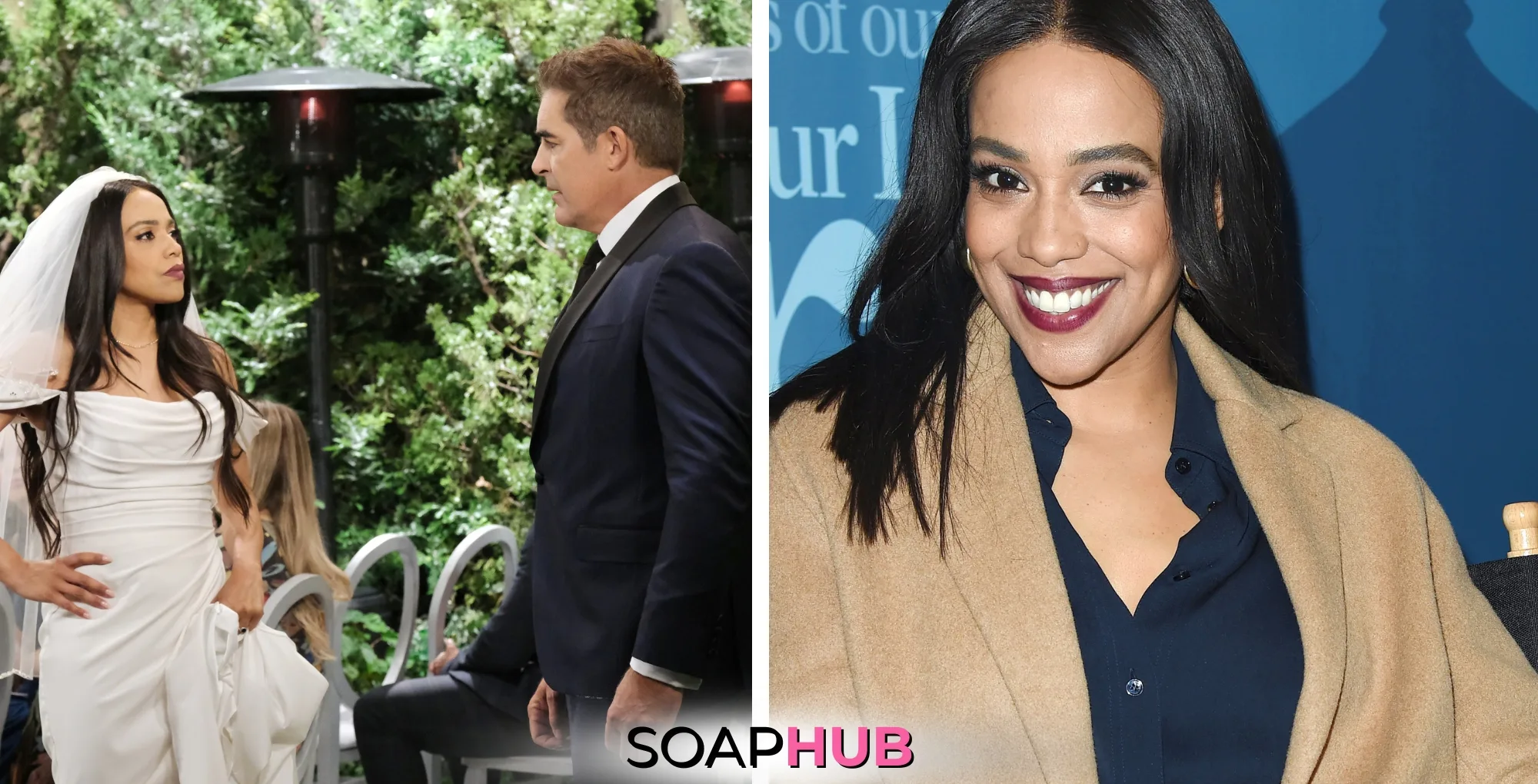 Days of Our Lives' Elia Cantu and Galen Gering with the Soap Hub logo across the bottom.