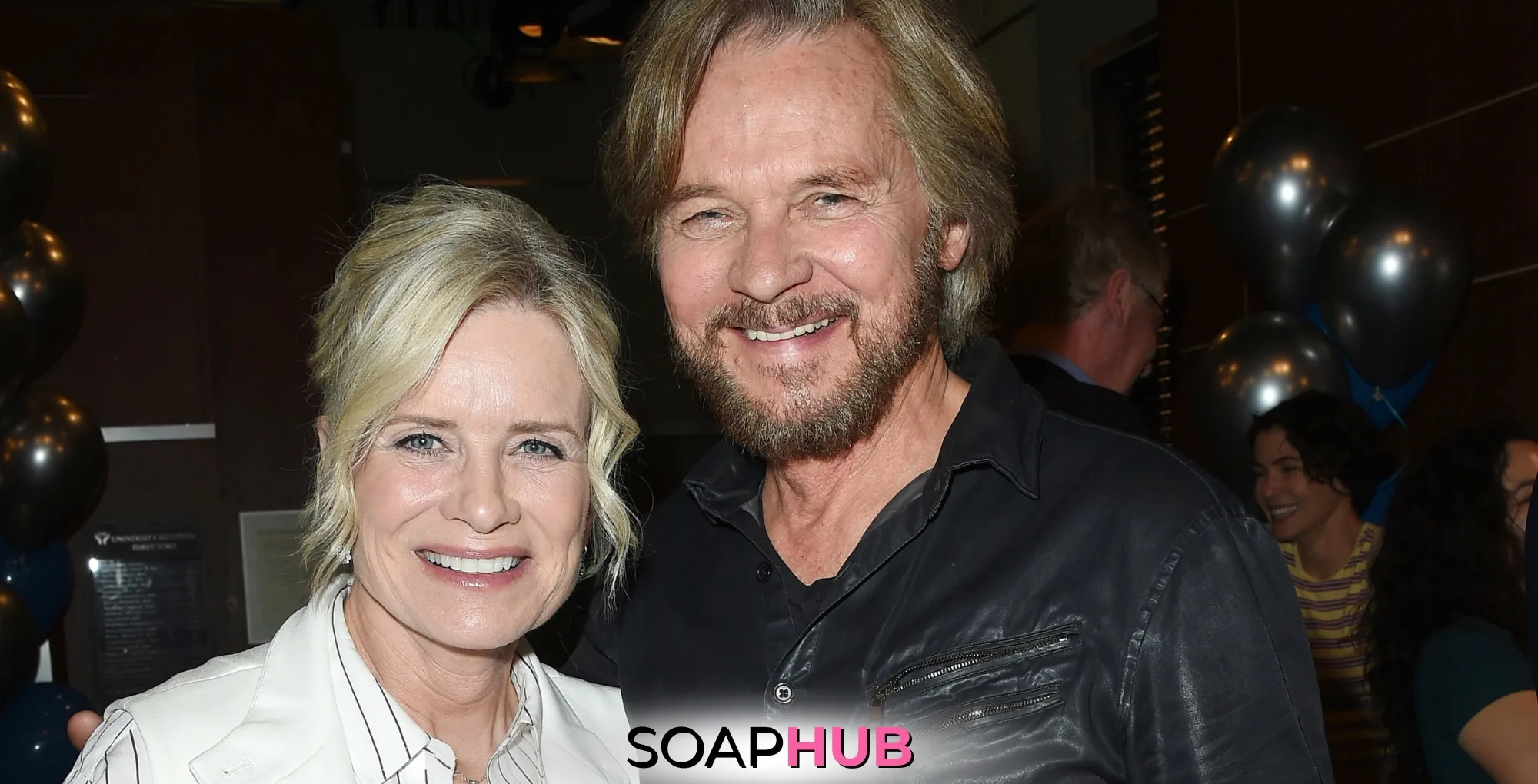 Mary Beth Evans and Stephen Nichols with the Soap Hub logo across the bottom.