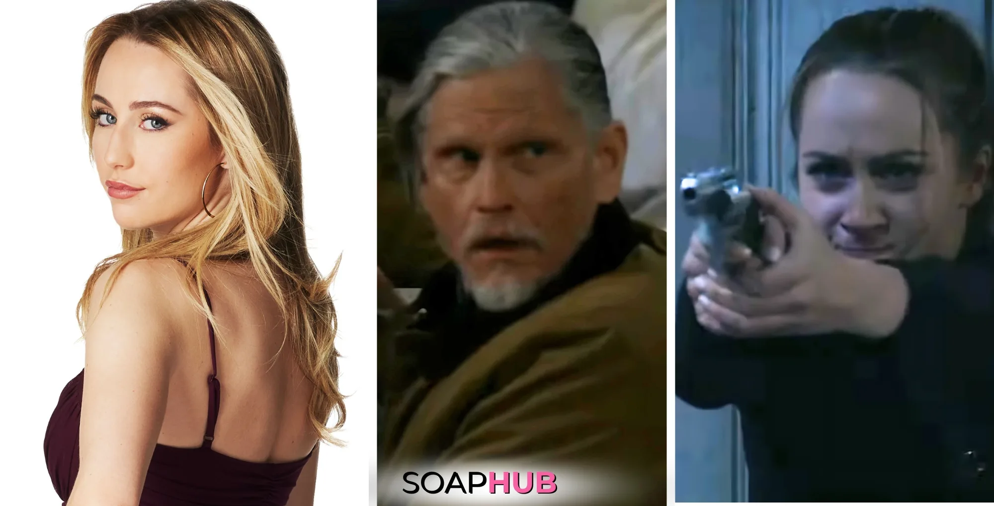 General Hospital's Joss and Cyrus with the Soap Hub logo across the bottom.