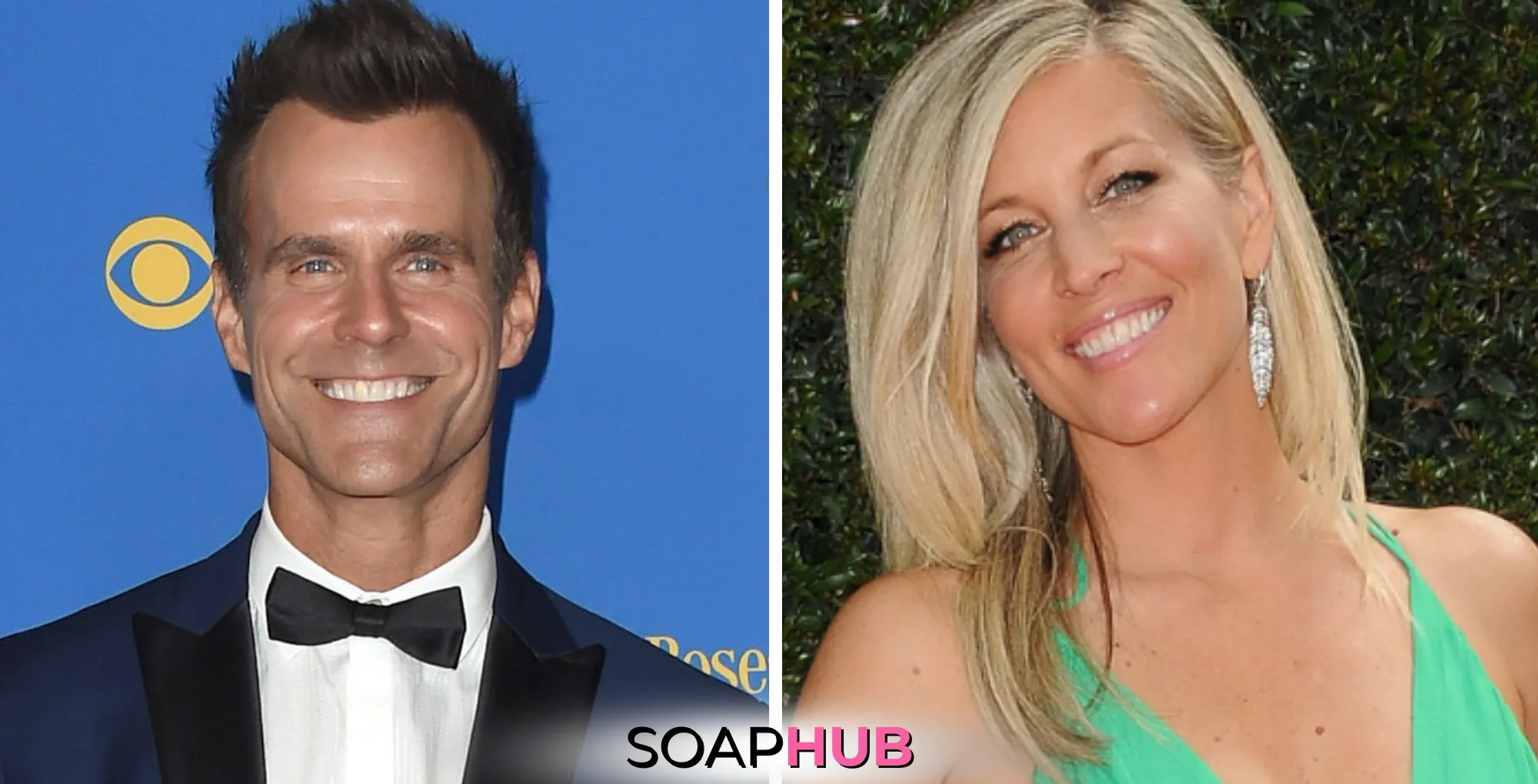 General Hospital's Cameron Mathison and Laura Wright with the Soap Hub logo across the bottom.