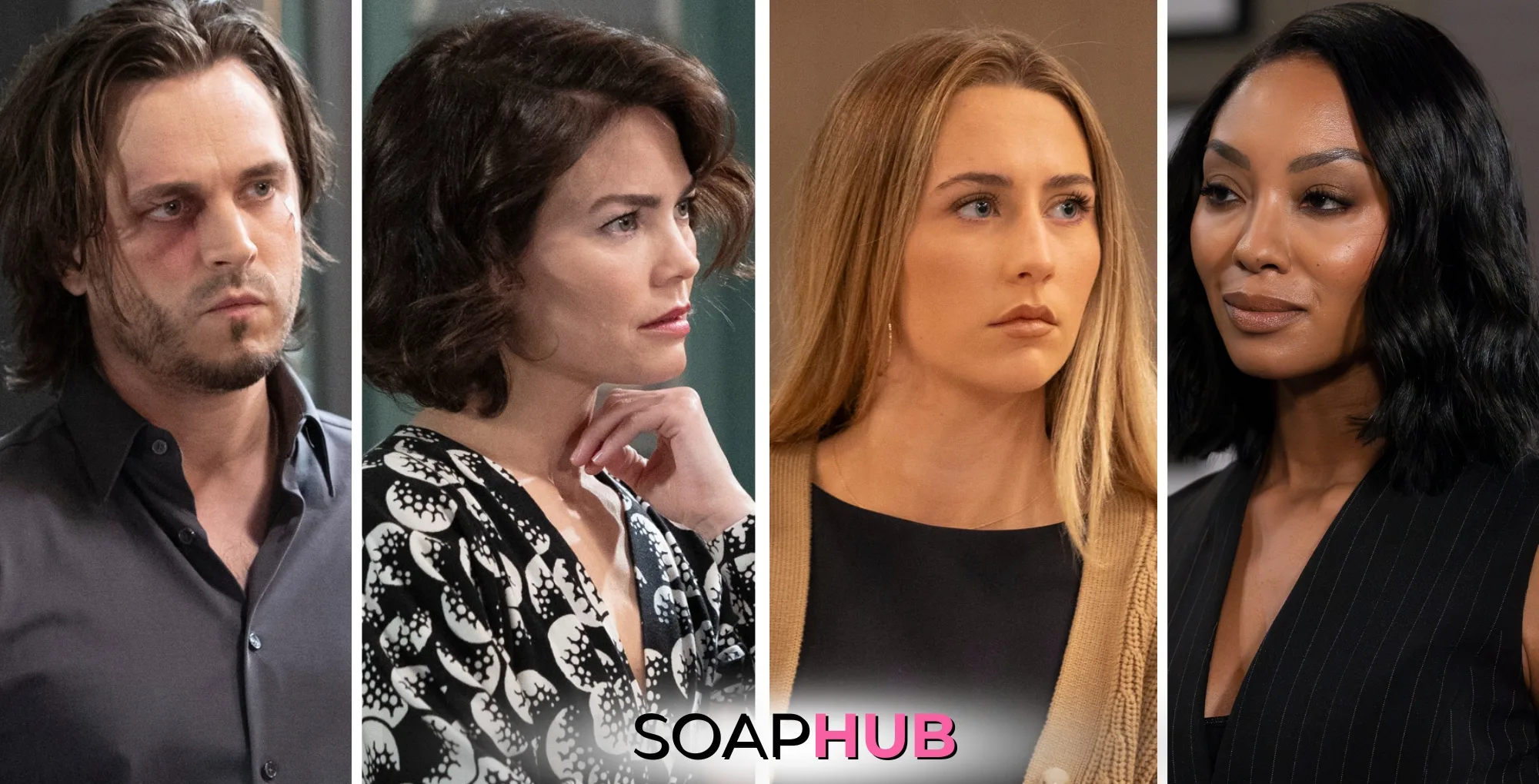 General Hospital Lucky, Elizabeth, Josslyn, and Jordan with the Soap Hub logo