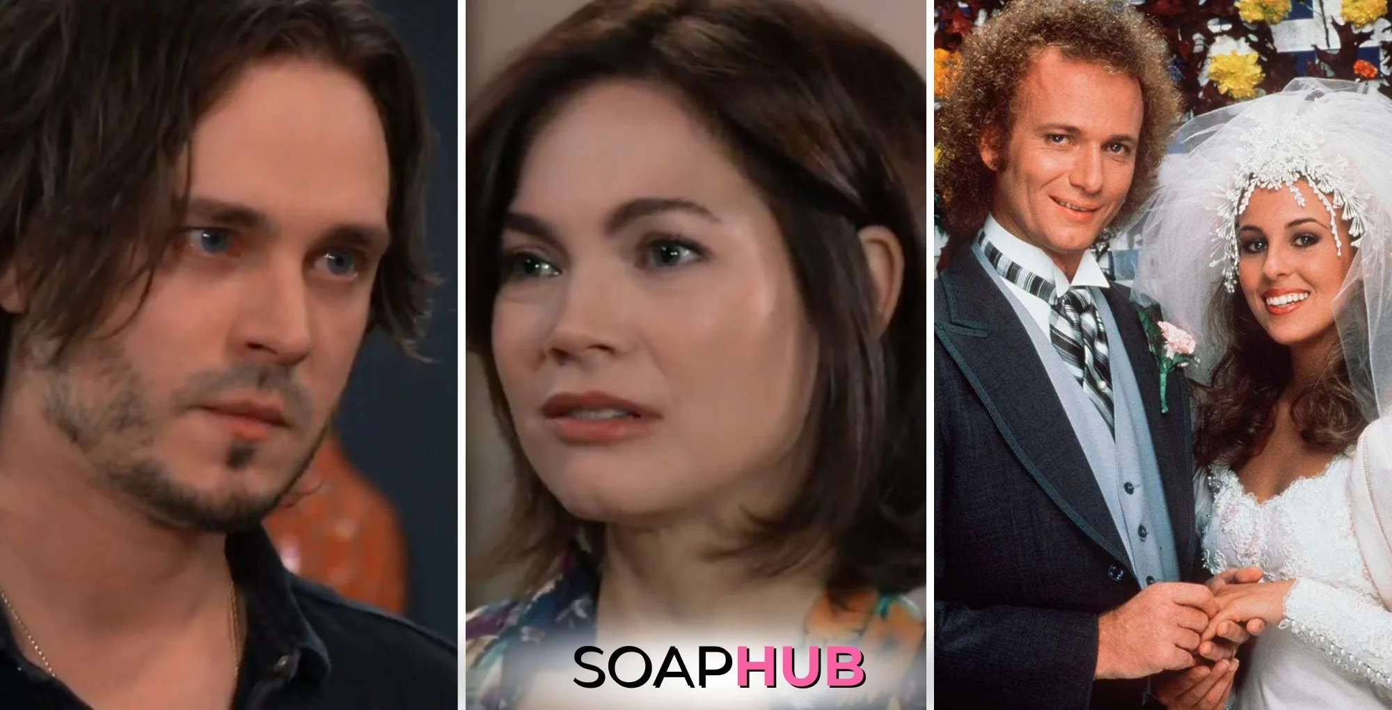 Lucky, Elizabeth, Luke, and Laura from General Hospital with the Soap Hub logo across the bottom.