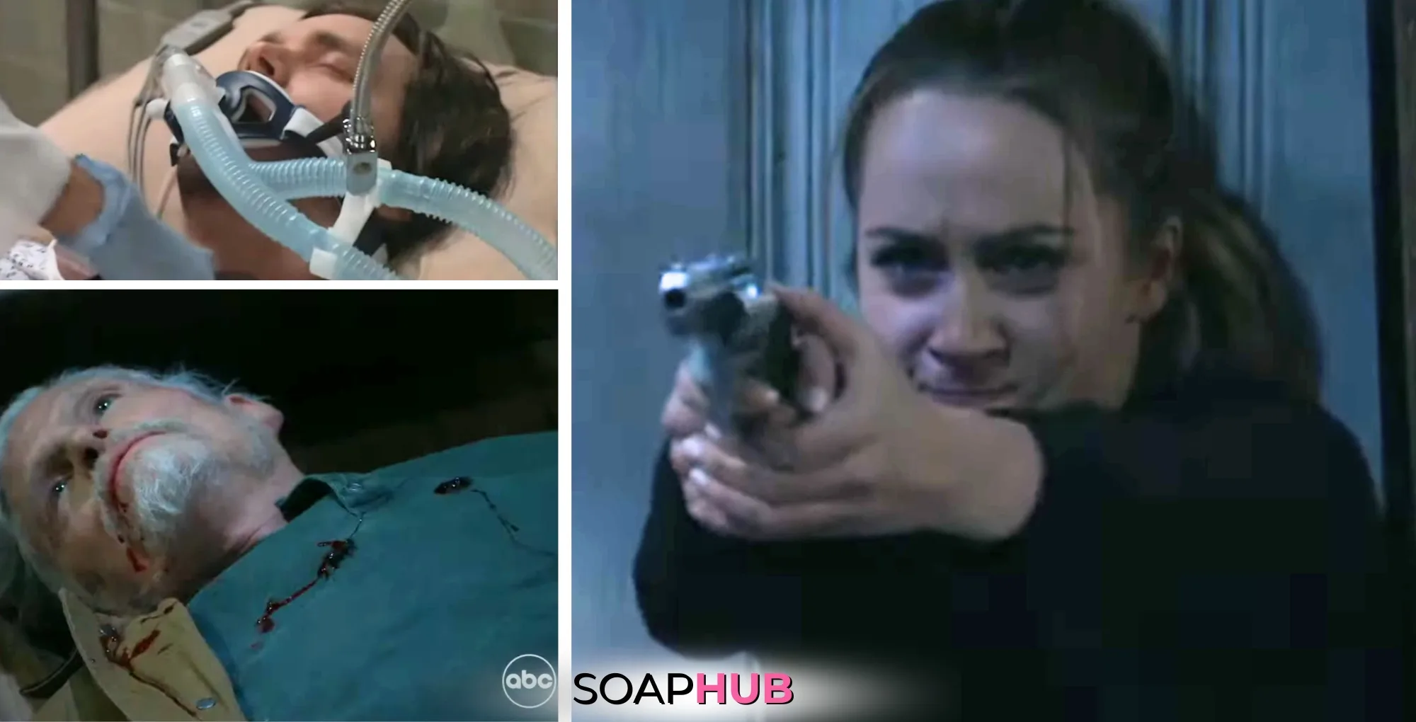 Lucky, Josslyn, and Cyrus on the February 20, 2025 episode of General Hospital with the Soap Hub logo across the bottom.