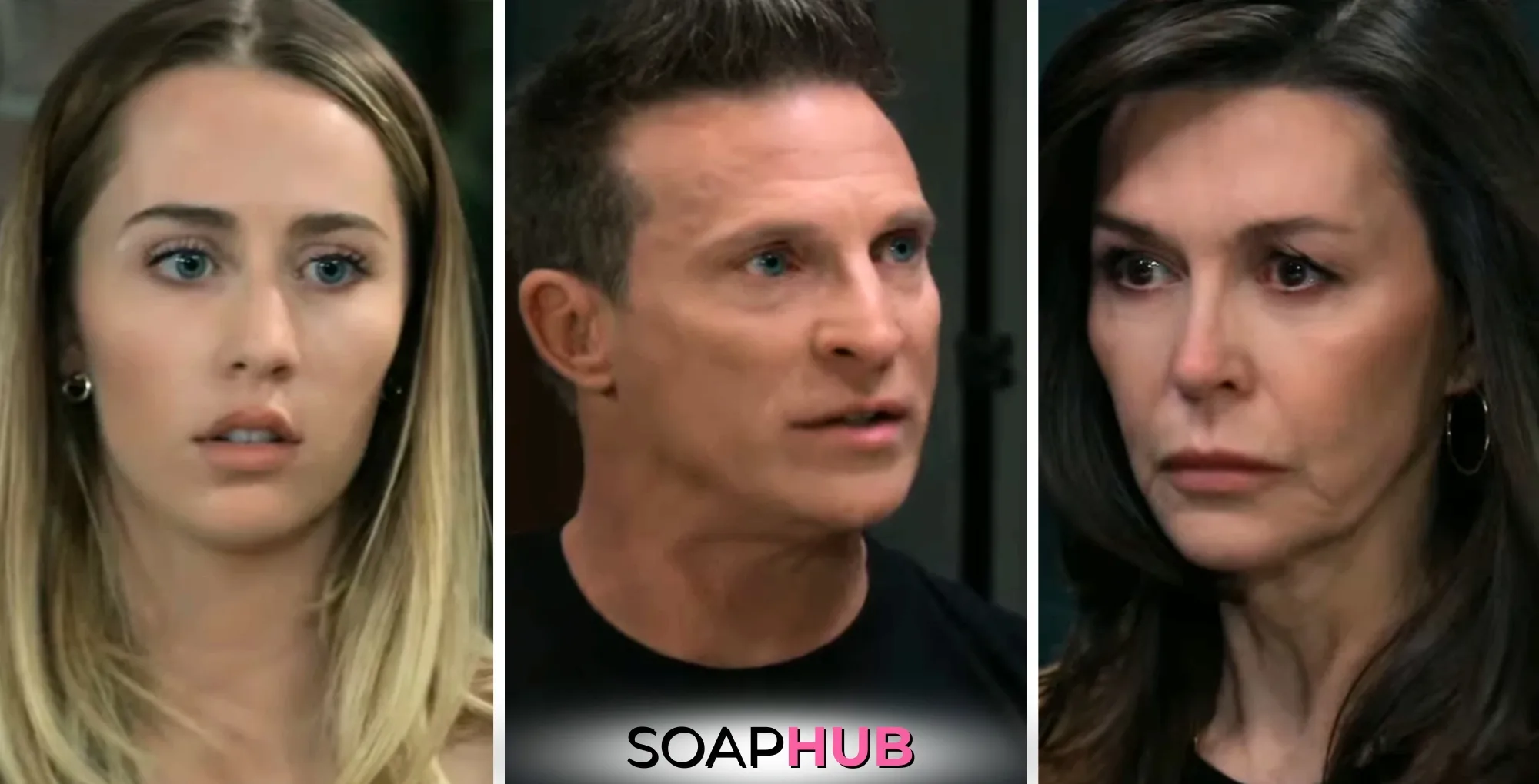 Josslyn, Jason, and Anna on the February 24, 2025 episode of General Hospital with the Soap Hub logo across the bottom.