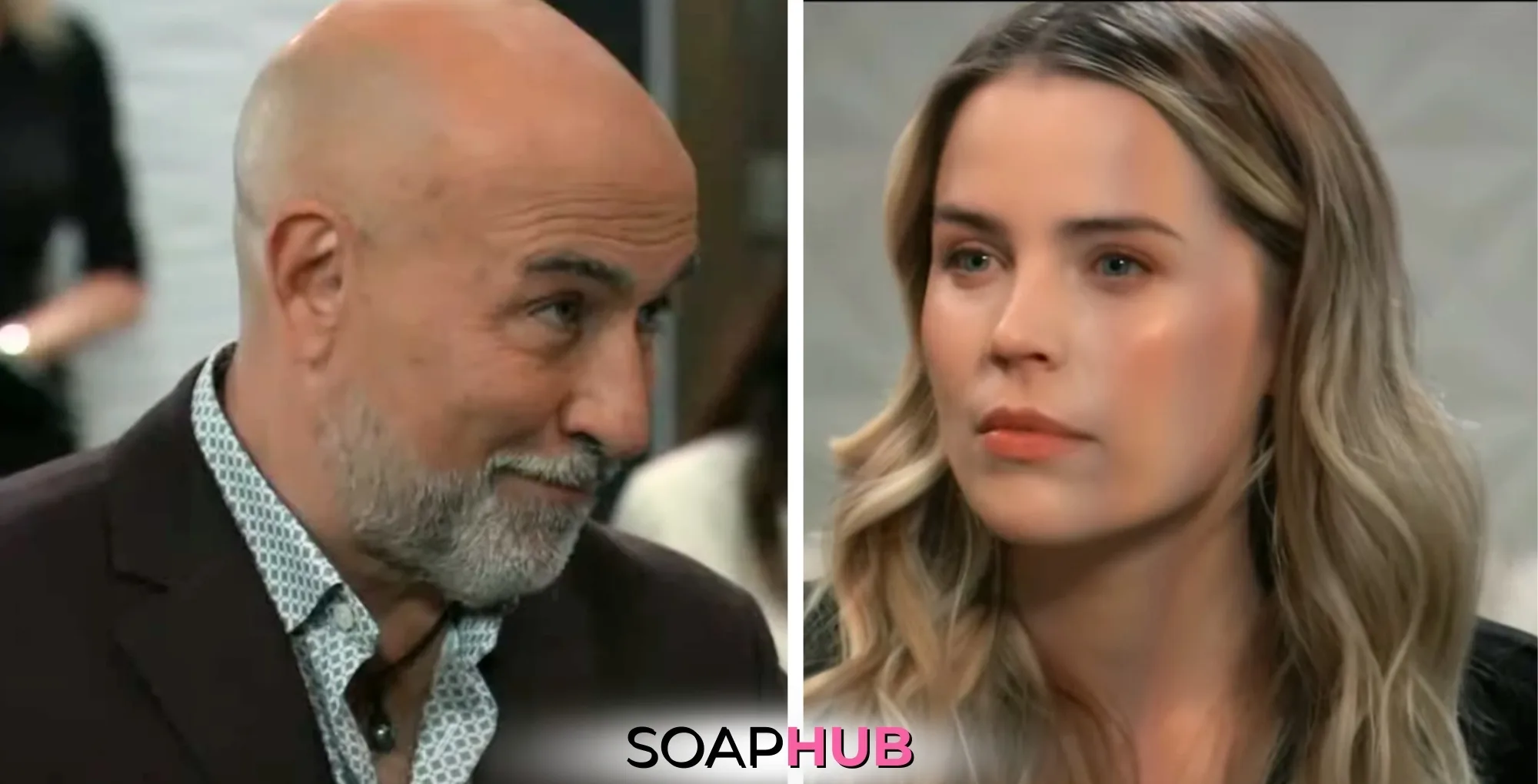 Sidwell and Sasha on the February 28, 2025 episode of General Hospital with the Soap Hub logo across the bottom.