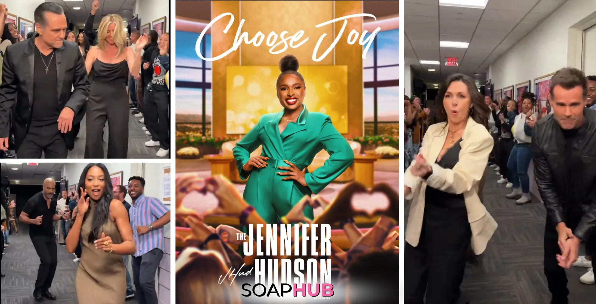 The GH cast experiences The Spirit Tunnel on The Jennifer Hudson Show, with Soap Hub Logo