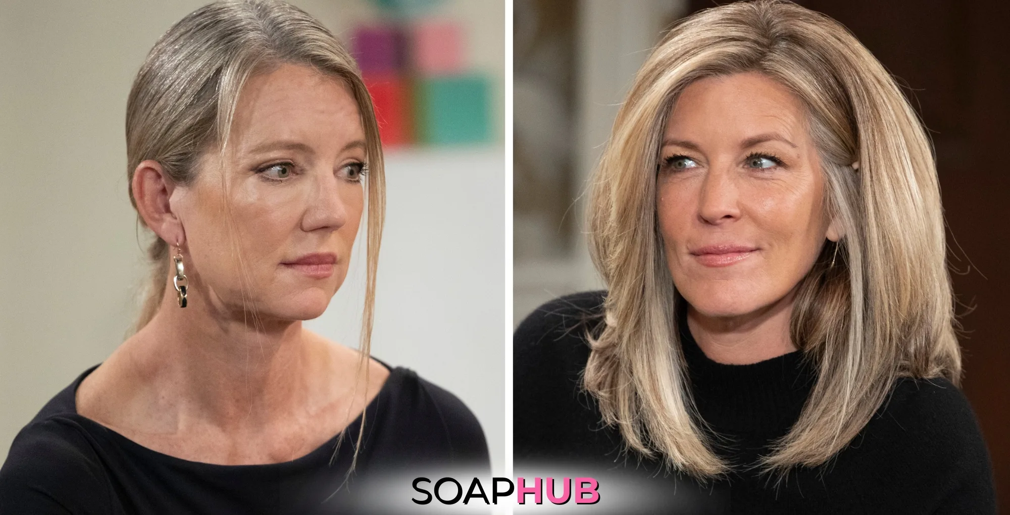 General Hospital Nina and Carly with the Soap Hub logo