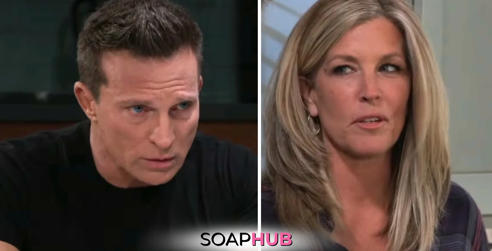 General Hospital Jason and Carly with the Soap Hub logo