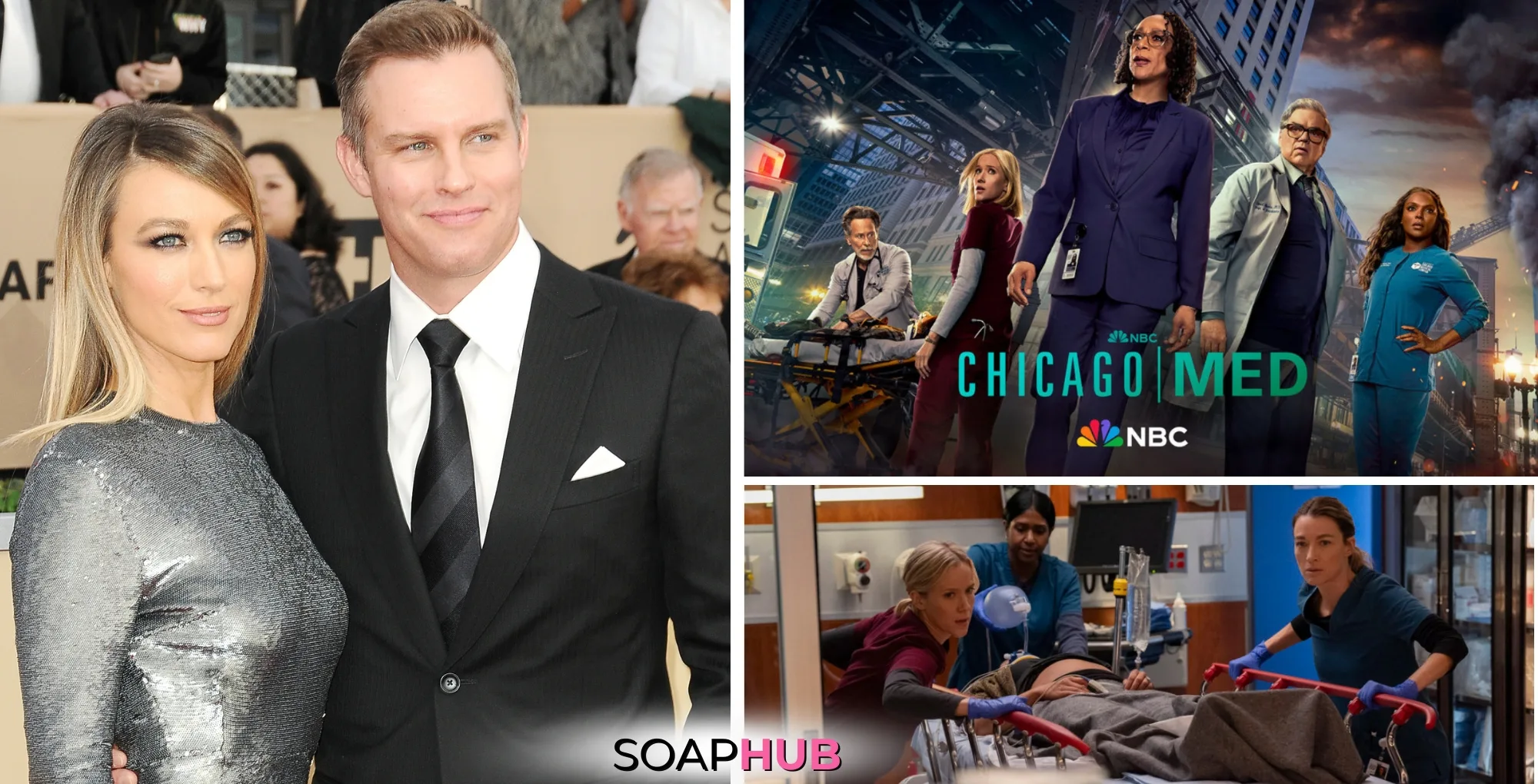 Natalie Zea and husband Travis Schuldt reunited on screen on NBC's Chicago Med, with Soap Hub logo