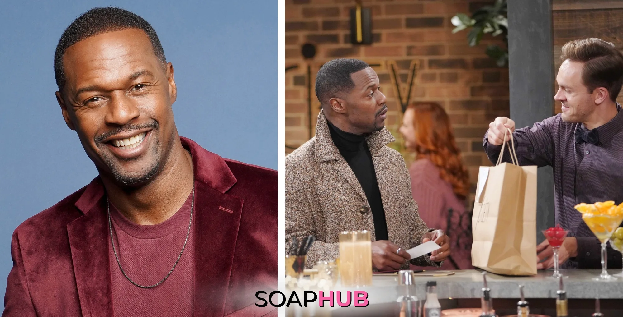 Jermaine Rivers plays Damian Kane on The Young and the Restless, with Soap Hub Logo