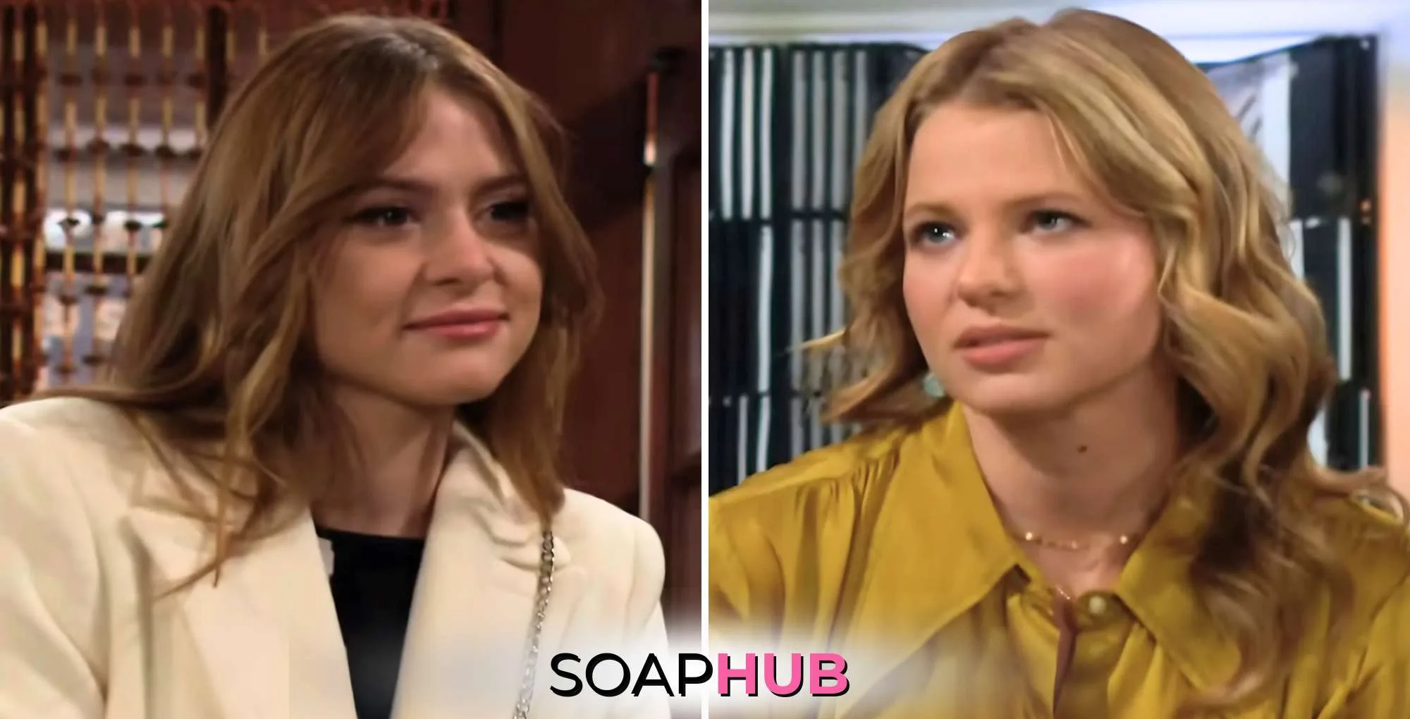 The Young and the Restless February 12 Claire and Summer with the Soap Hub logo.